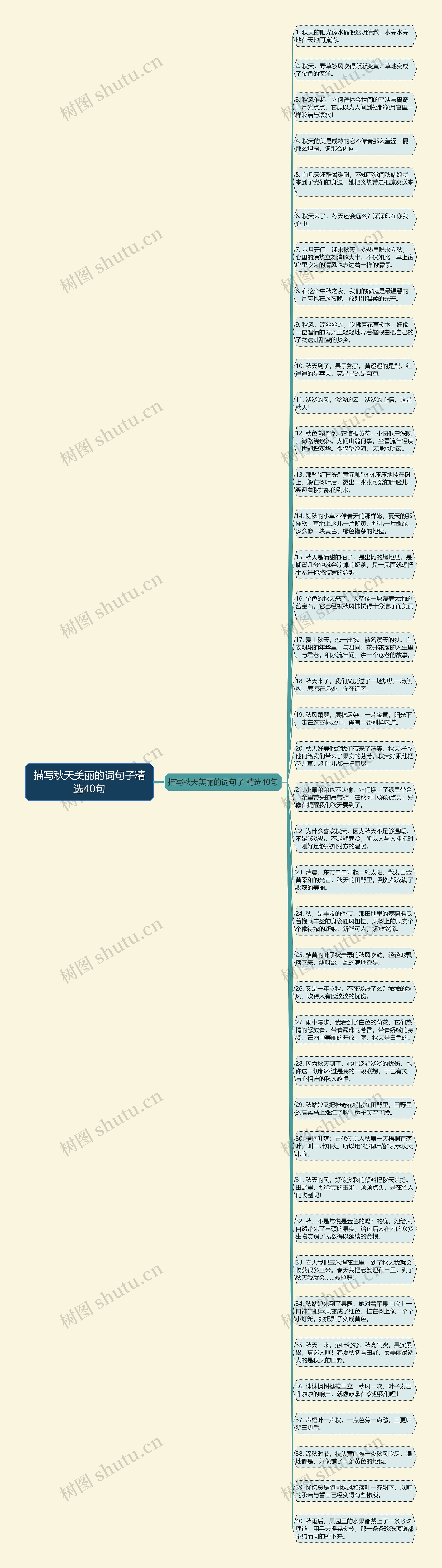描写秋天美丽的词句子精选40句思维导图