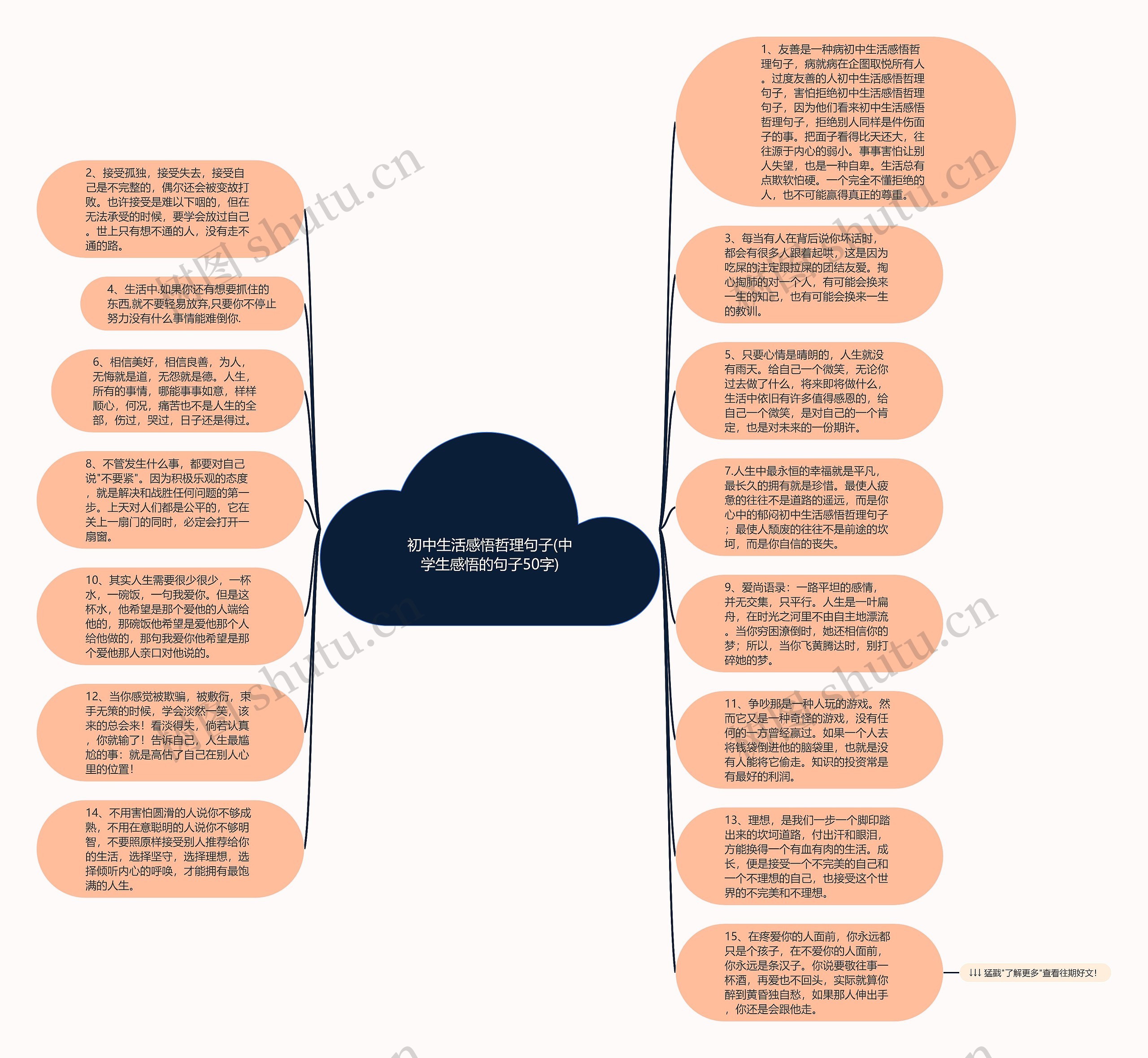 初中生活感悟哲理句子(中学生感悟的句子50字)思维导图
