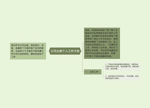 公司出纳个人工作计划