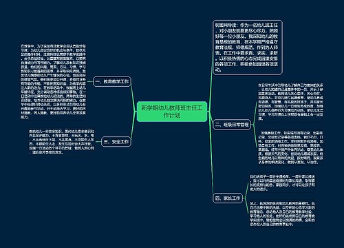 新学期幼儿教师班主任工作计划