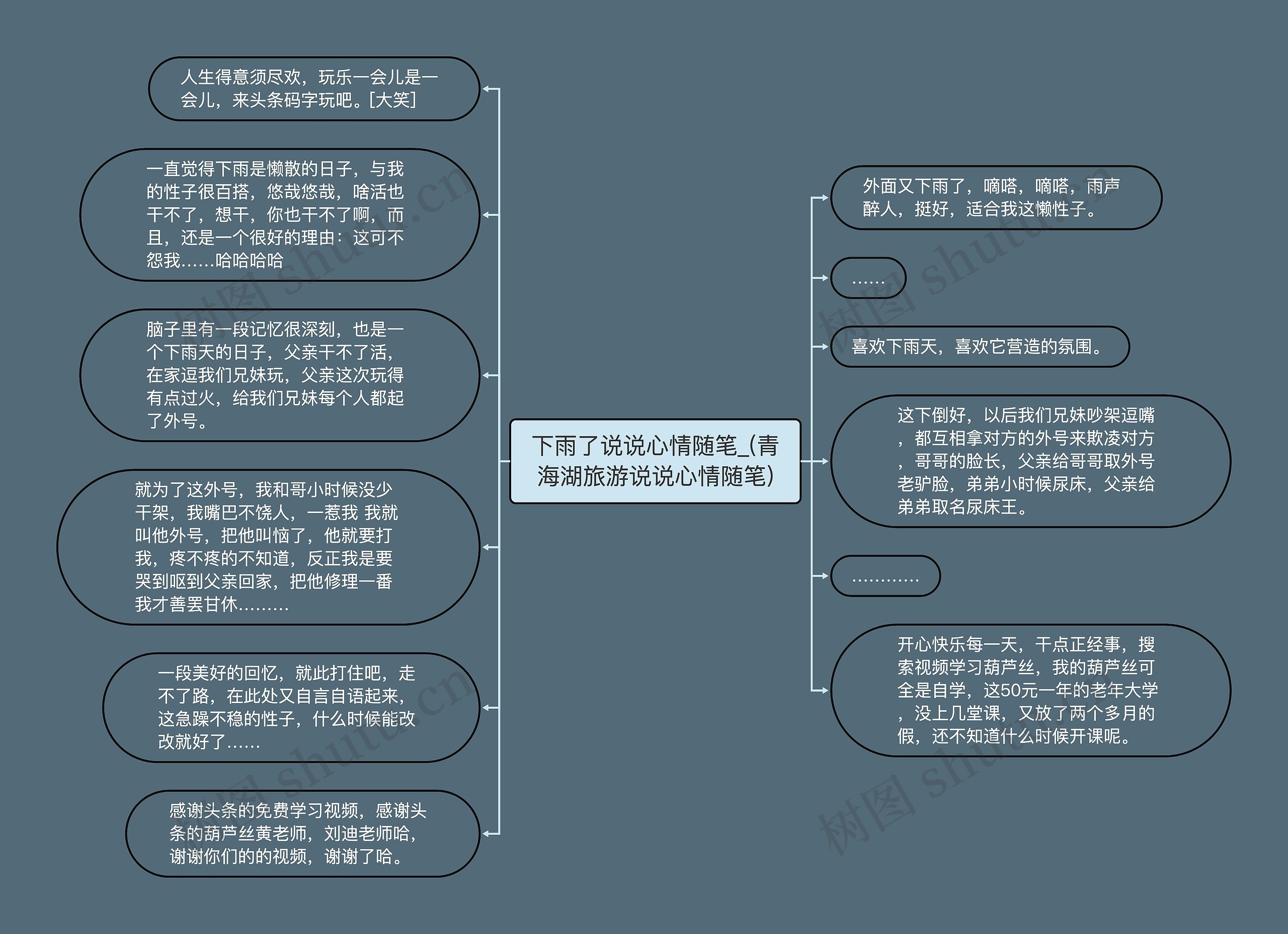 下雨了说说心情随笔_(青海湖旅游说说心情随笔)思维导图