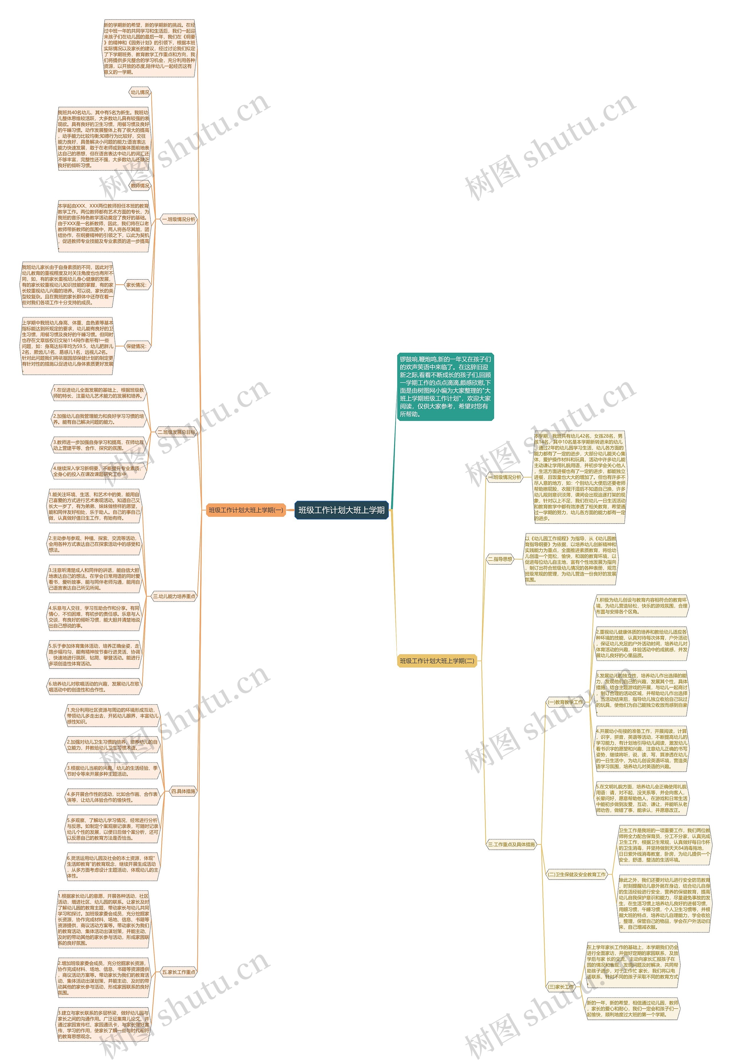 班级工作计划大班上学期思维导图