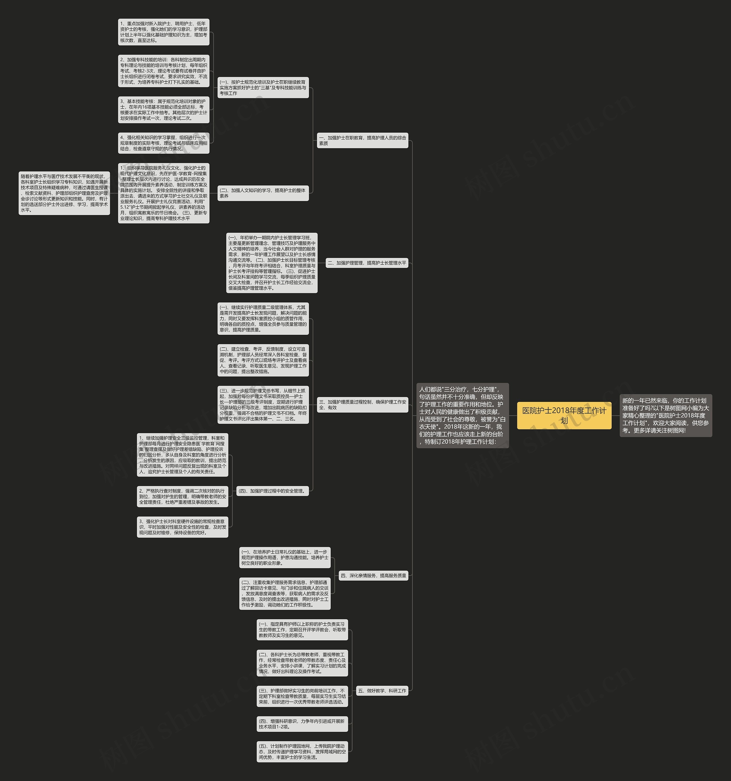 医院护士2018年度工作计划思维导图
