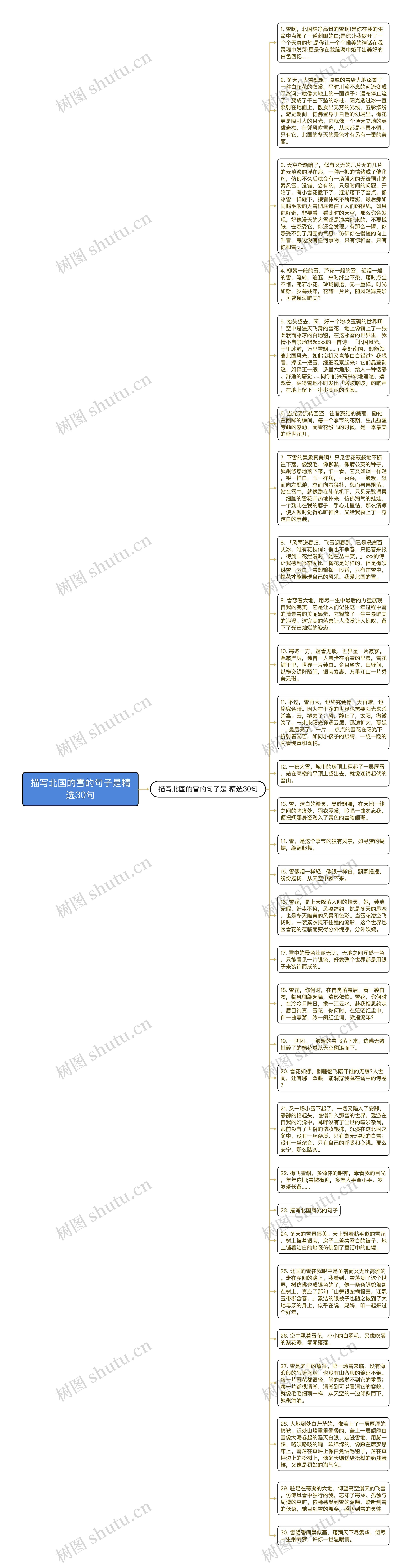 描写北国的雪的句子是精选30句思维导图