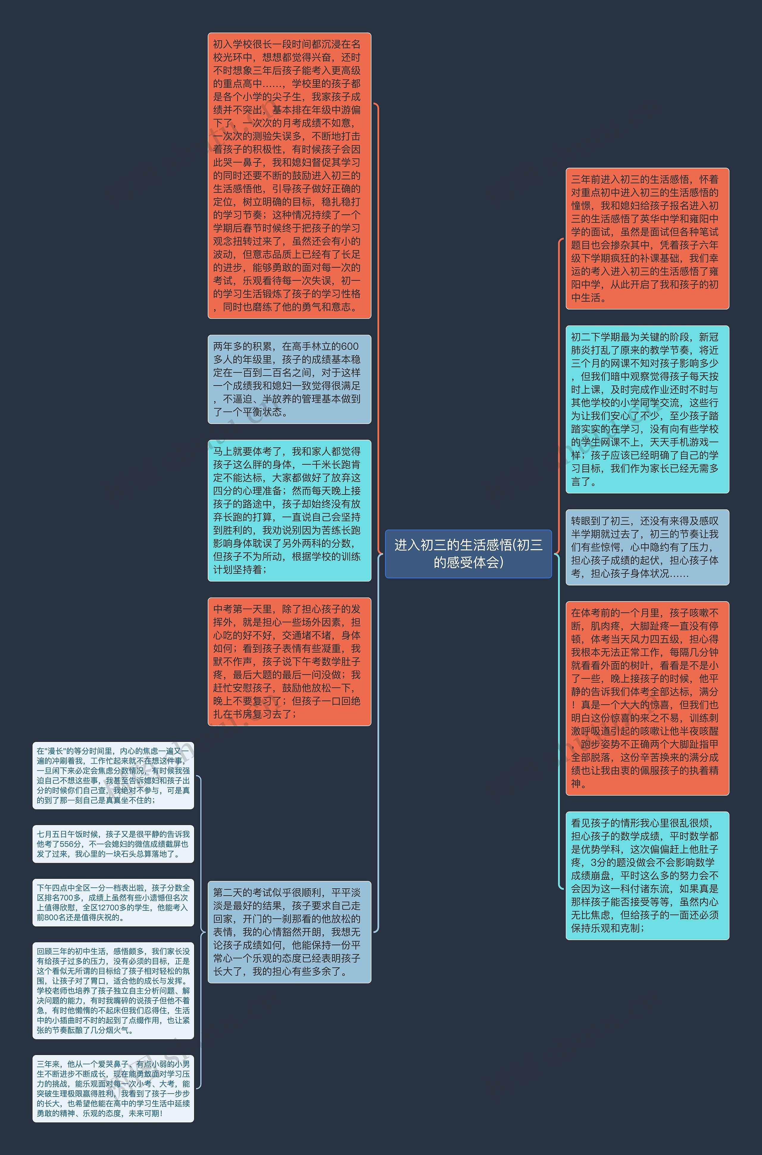 进入初三的生活感悟(初三的感受体会)思维导图