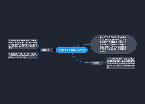 幼儿园保育教育工作计划