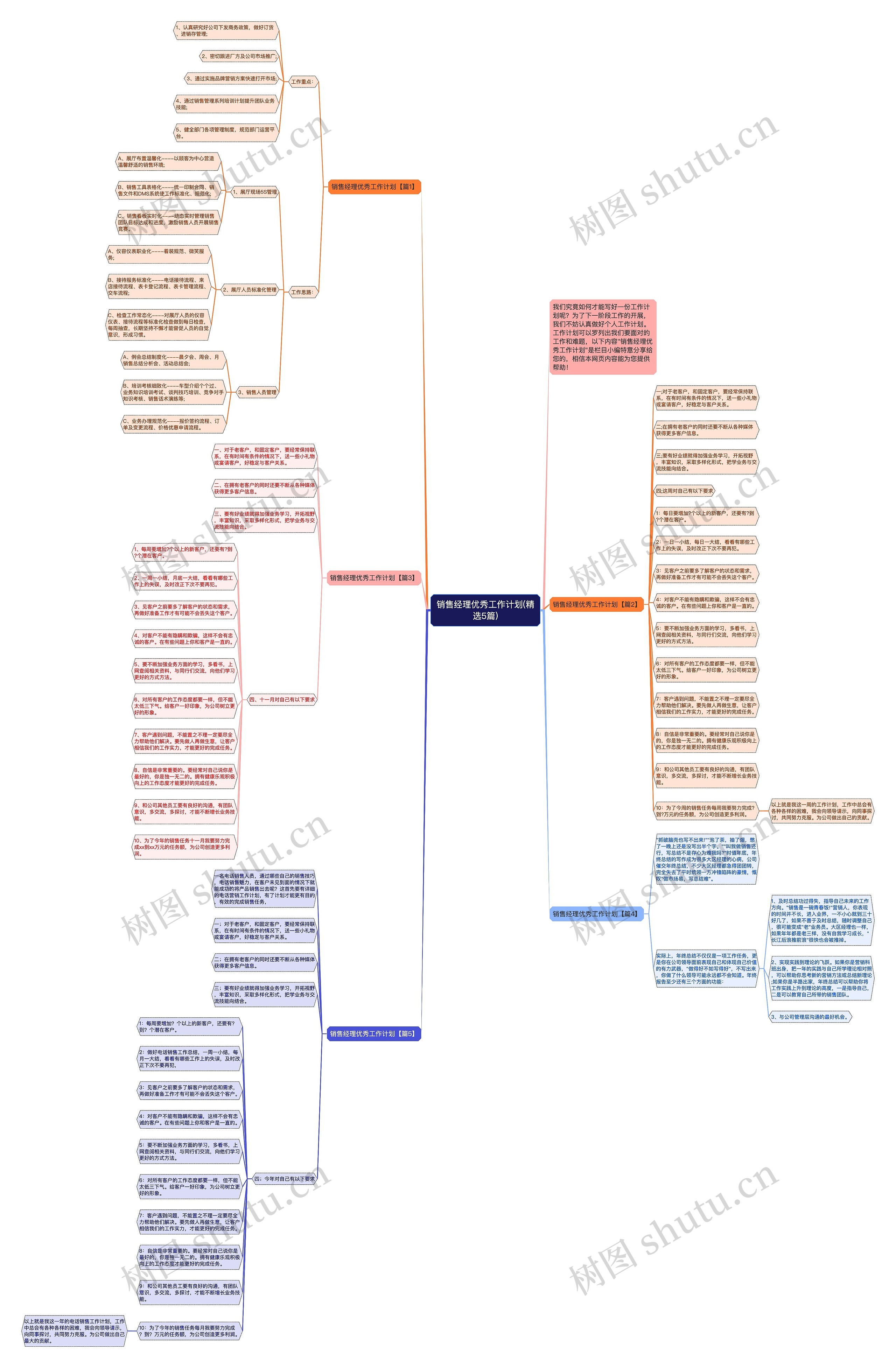 销售经理优秀工作计划(精选5篇)思维导图