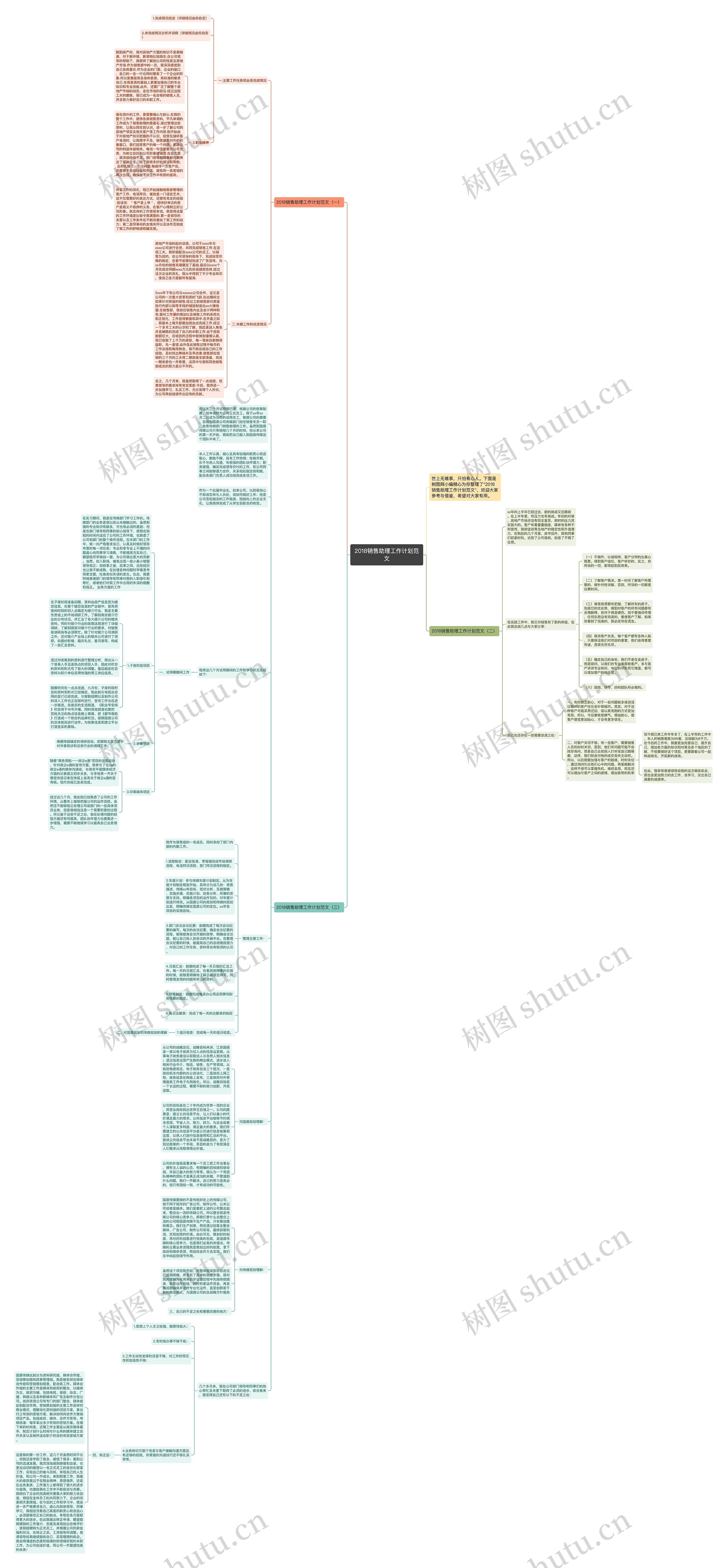 2018销售助理工作计划范文思维导图