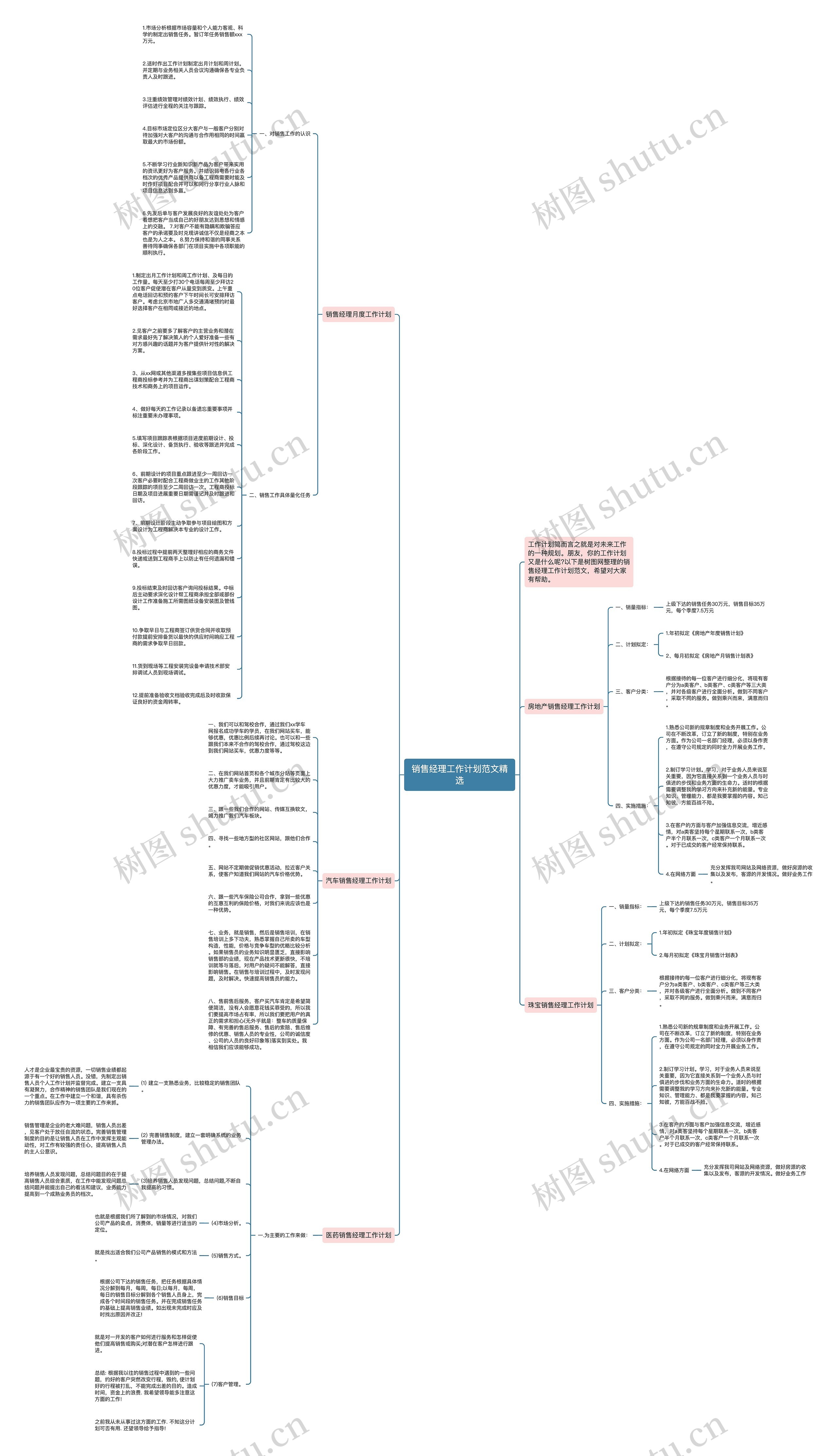 销售经理工作计划范文精选思维导图
