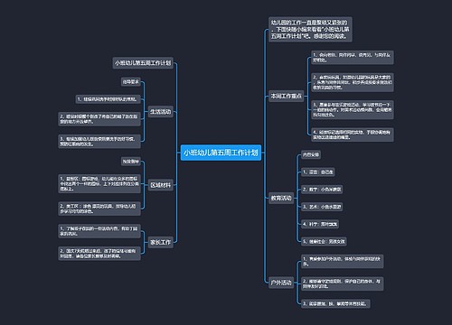 小班幼儿第五周工作计划