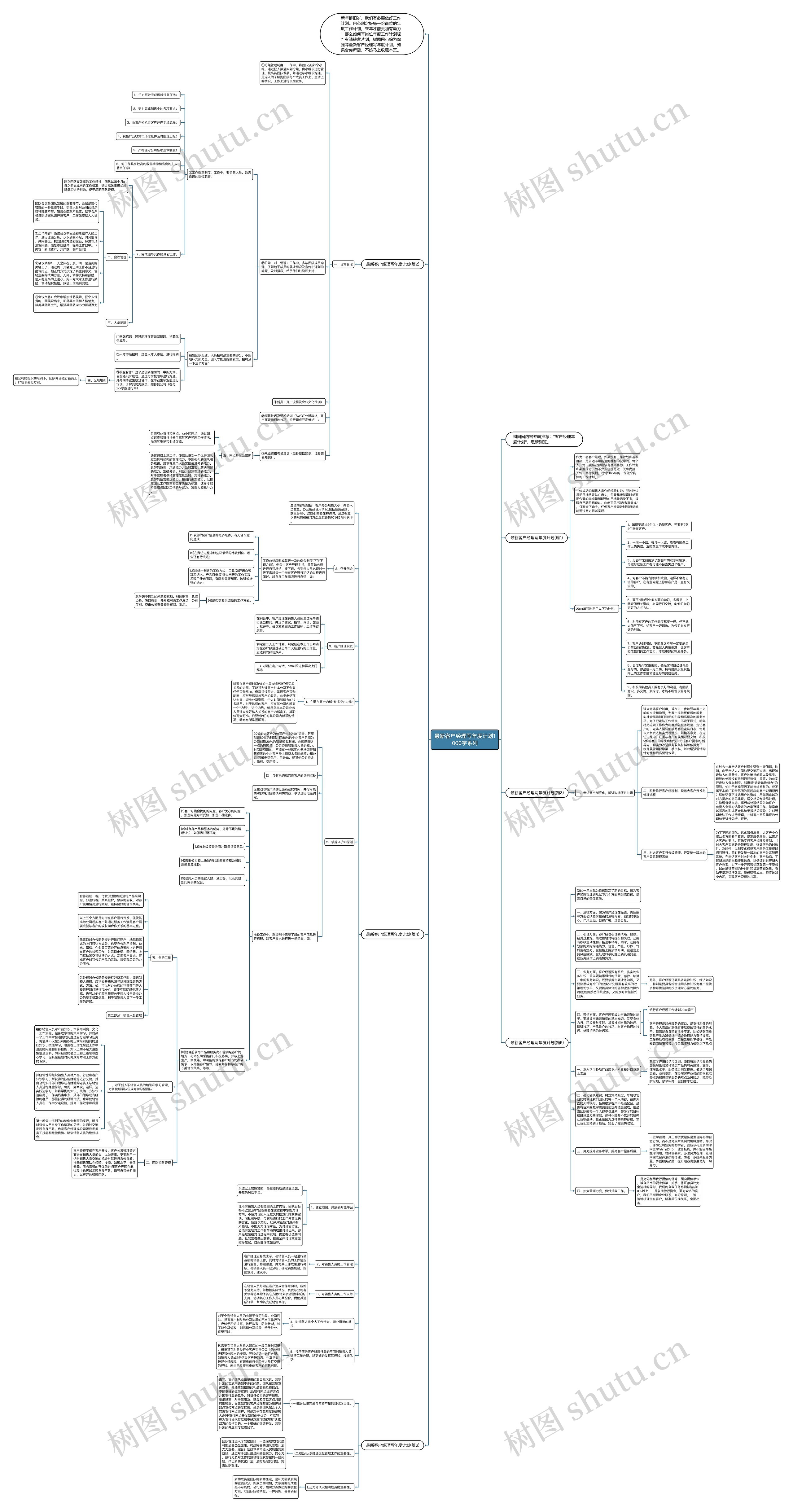 最新客户经理写年度计划1000字系列思维导图