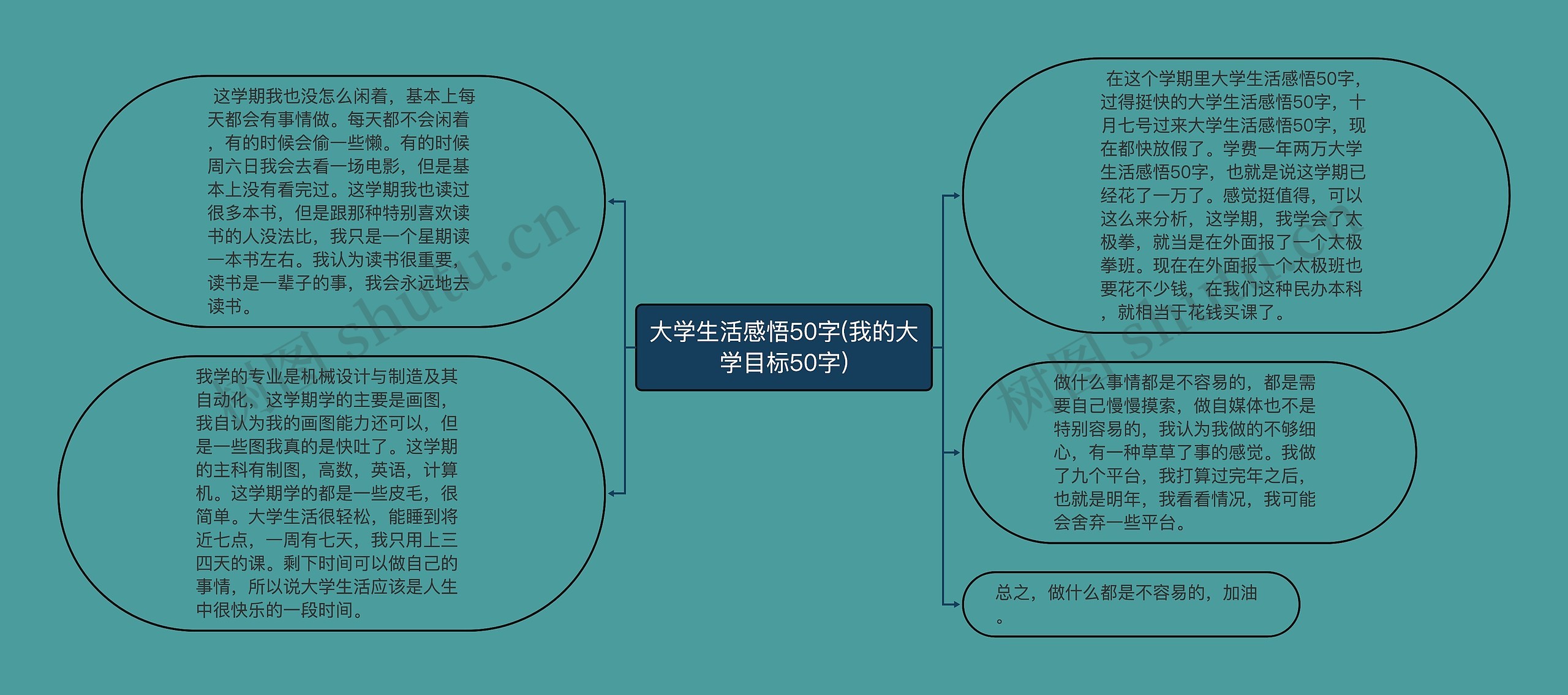 大学生活感悟50字(我的大学目标50字)思维导图