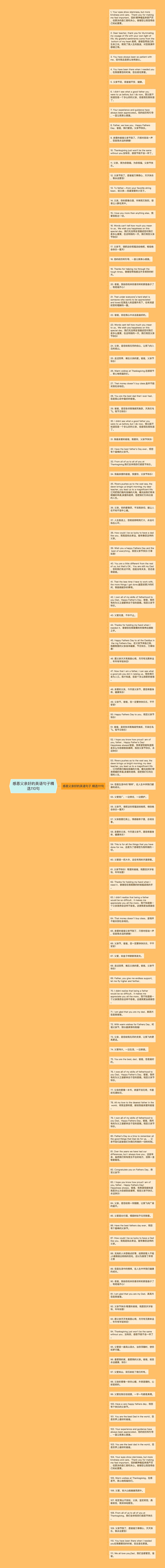 感恩父亲好的英语句子精选110句思维导图