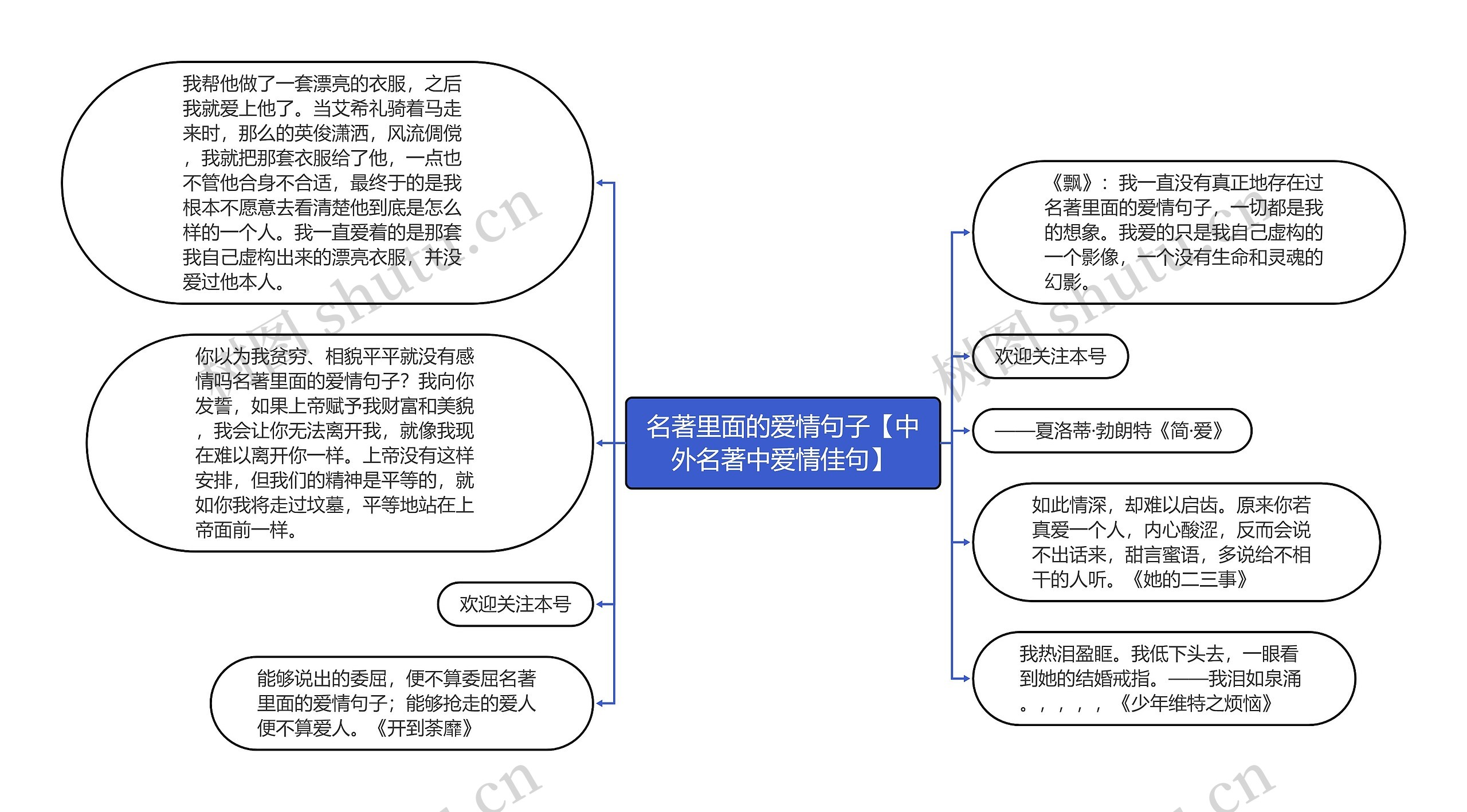 名著里面的爱情句子【中外名著中爱情佳句】思维导图