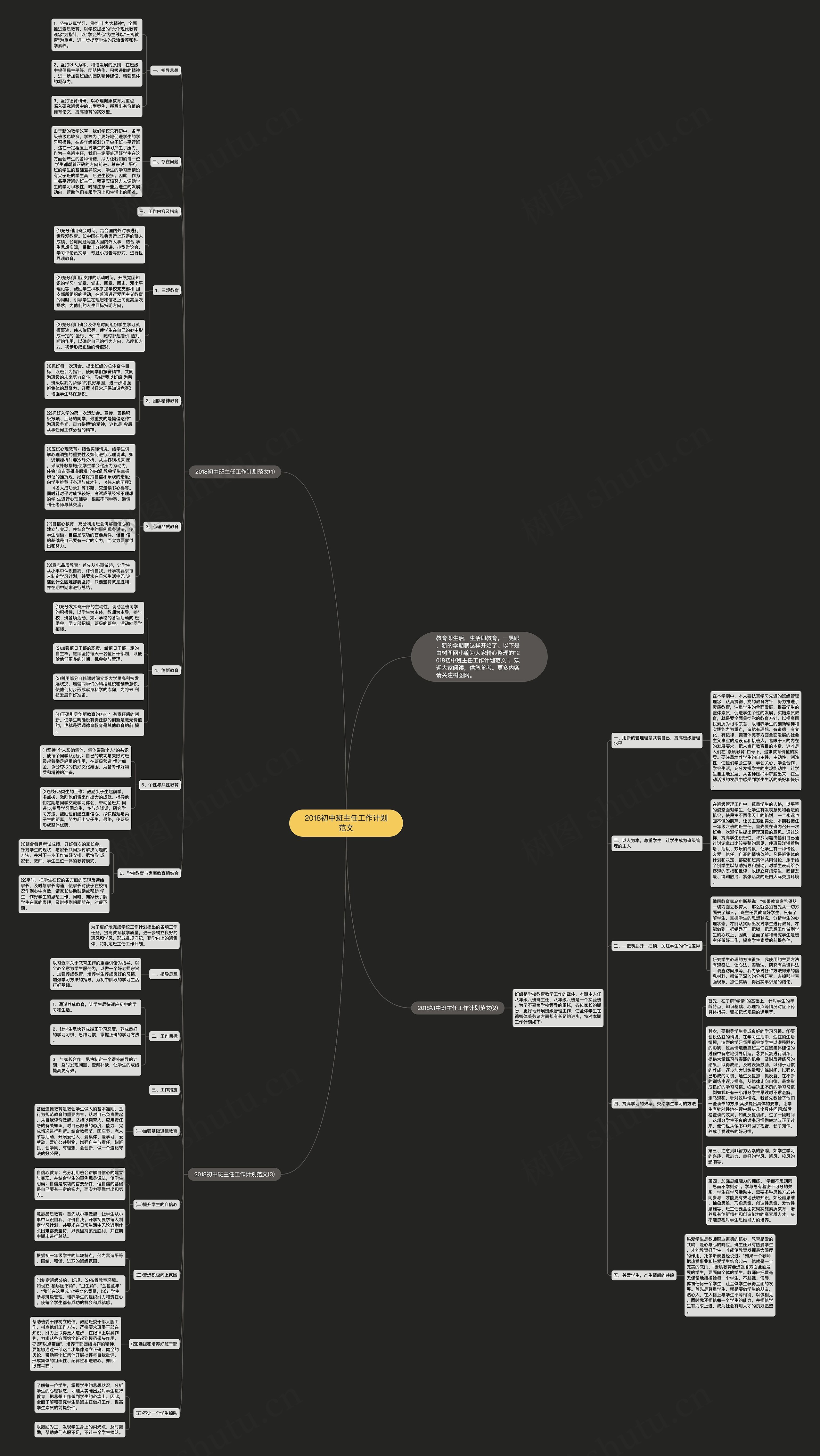 2018初中班主任工作计划范文思维导图