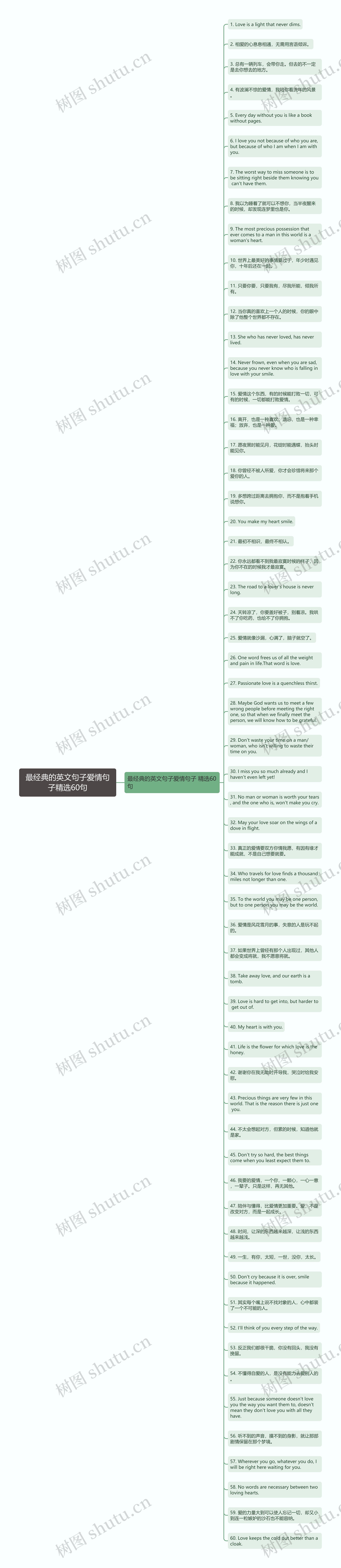 最经典的英文句子爱情句子精选60句思维导图