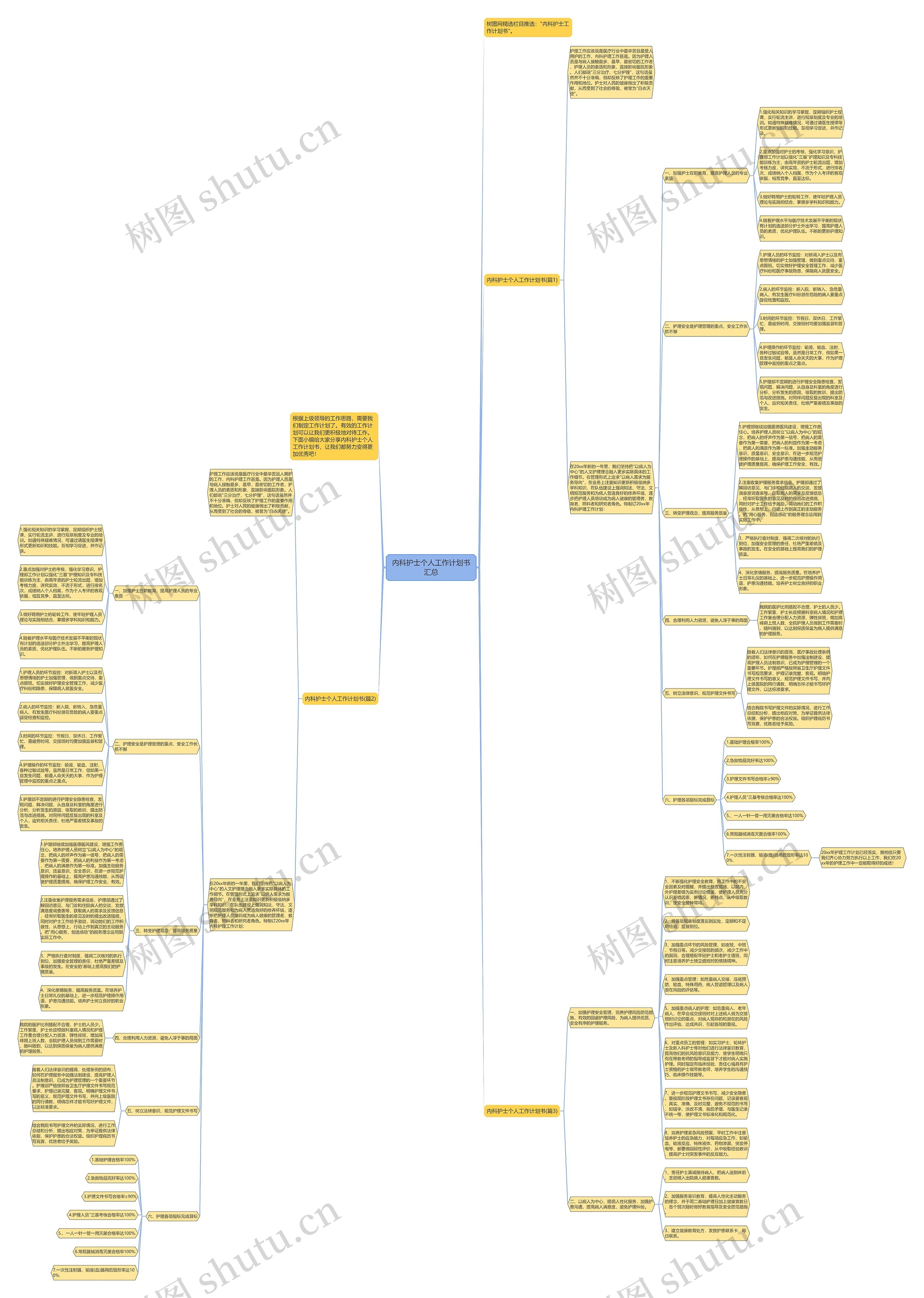 内科护士个人工作计划书汇总思维导图