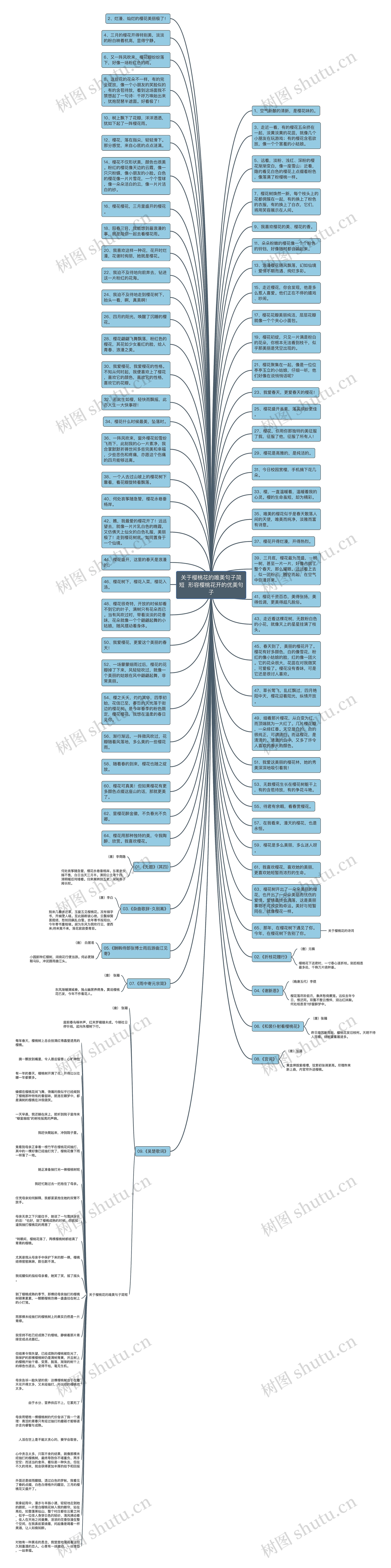 关于樱桃花的唯美句子简短  形容樱桃花开的优美句子思维导图
