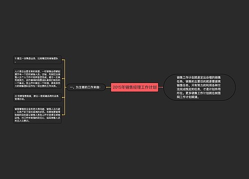 2015年销售经理工作计划