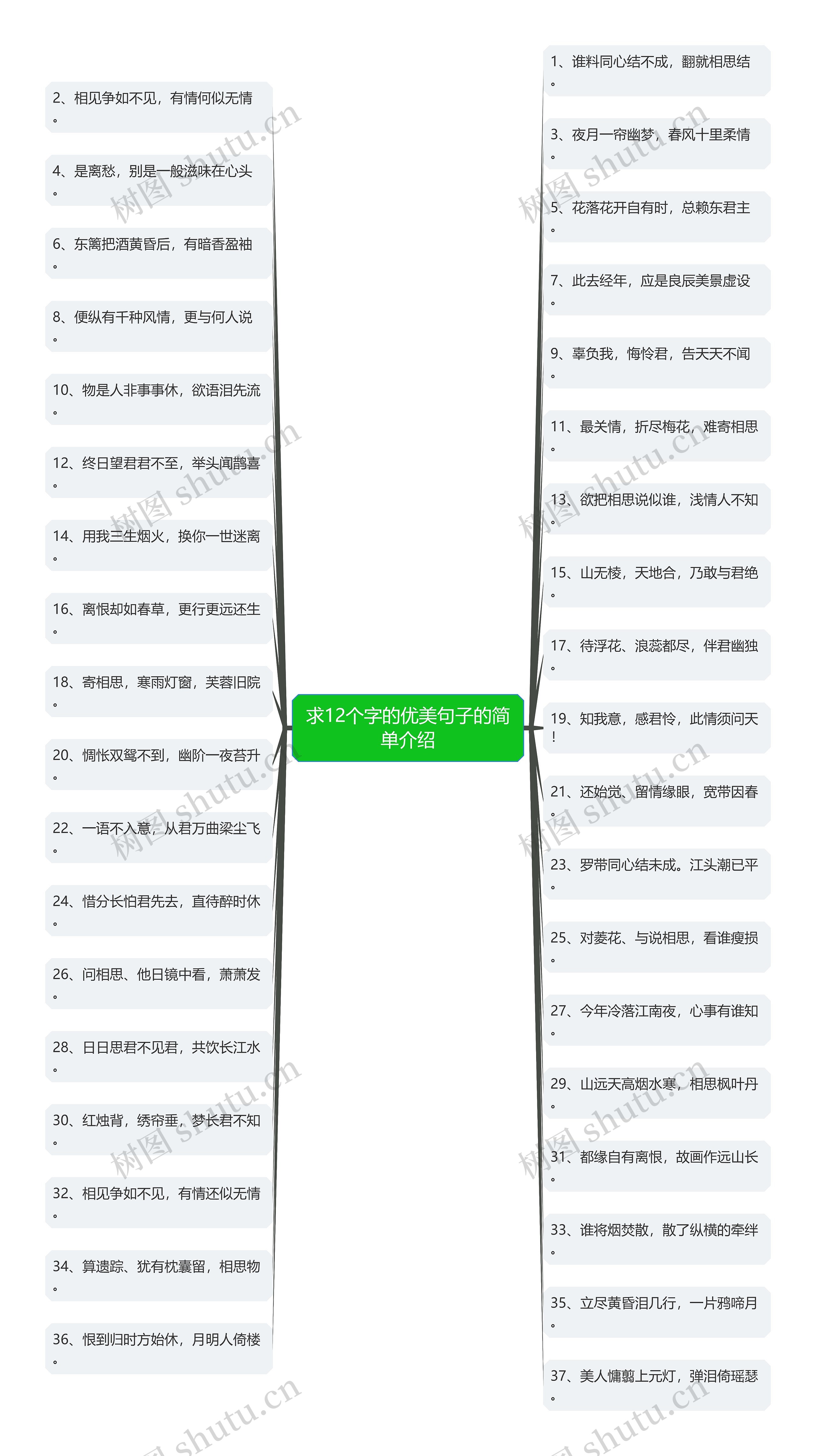 求12个字的优美句子的简单介绍思维导图