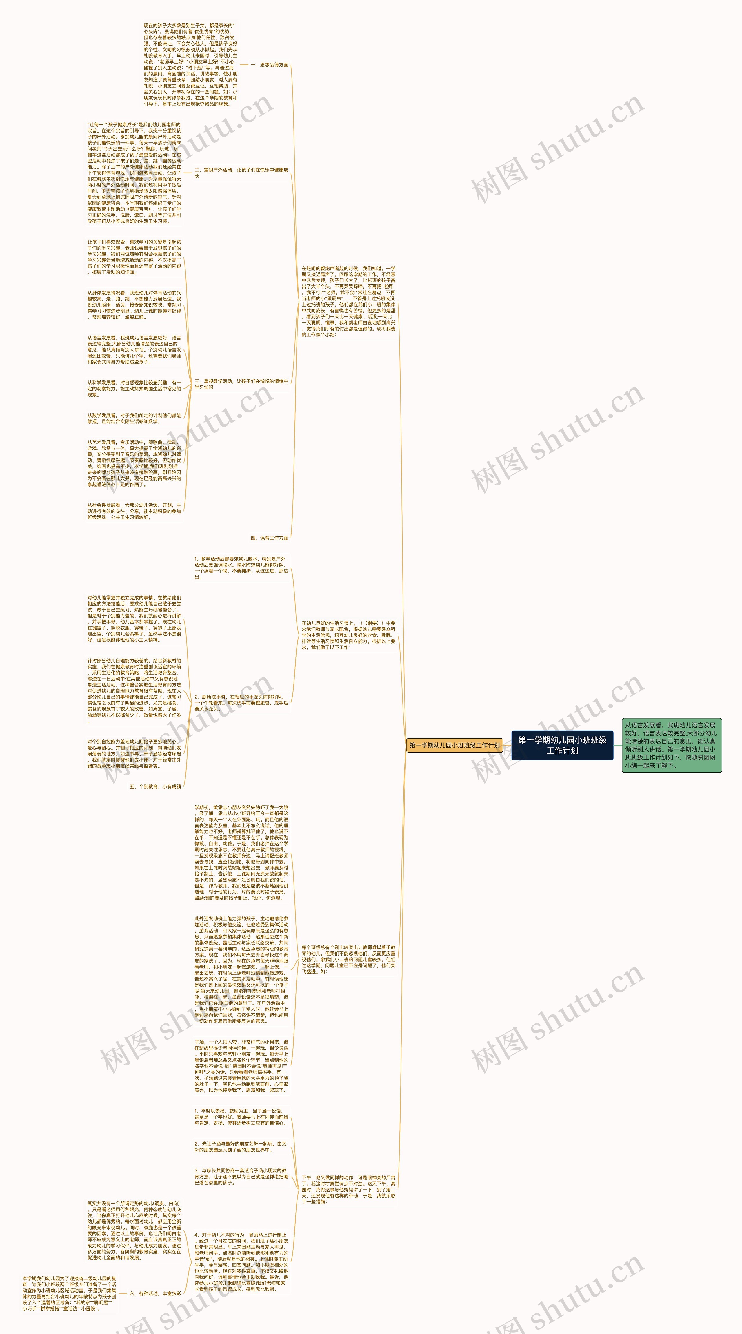 第一学期幼儿园小班班级工作计划思维导图