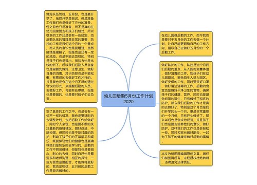 幼儿园后勤5月份工作计划2020