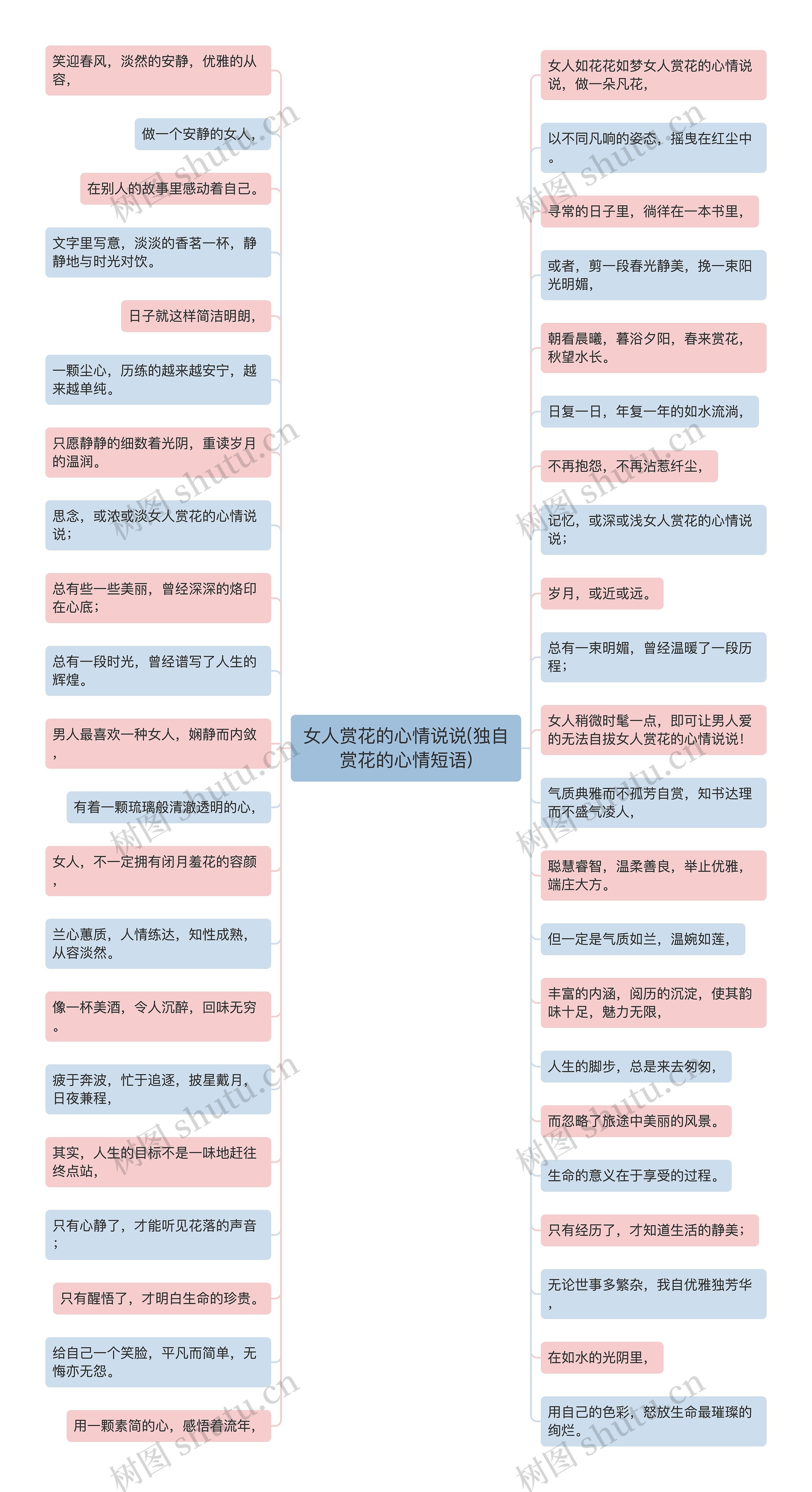 女人赏花的心情说说(独自赏花的心情短语)思维导图