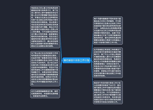 银行保安11月份工作计划