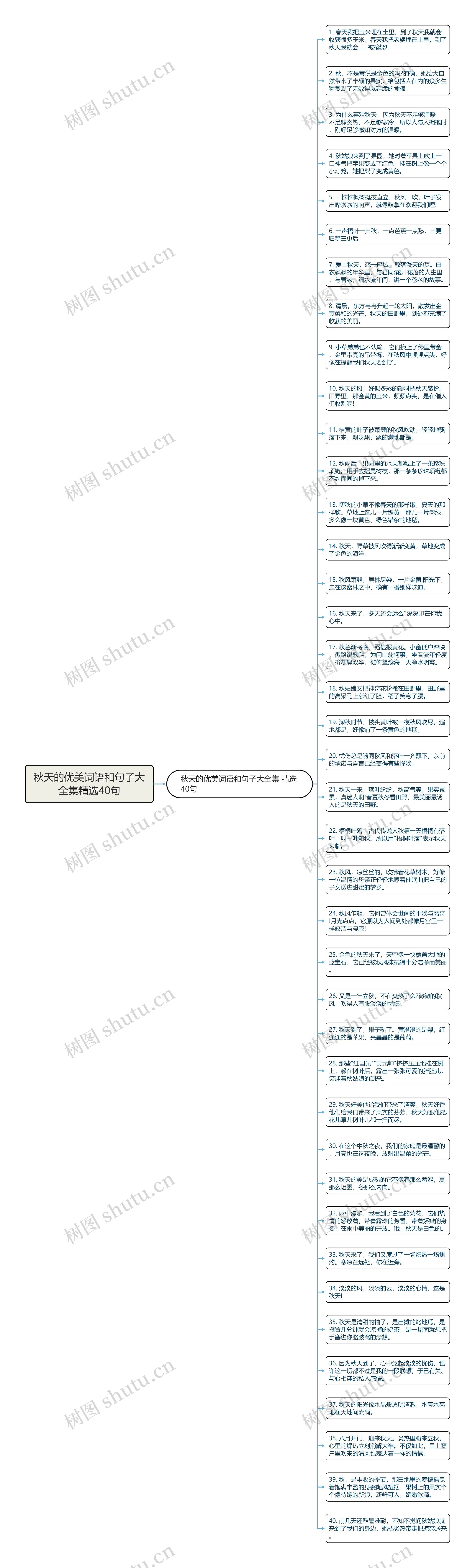 秋天的优美词语和句子大全集精选40句思维导图