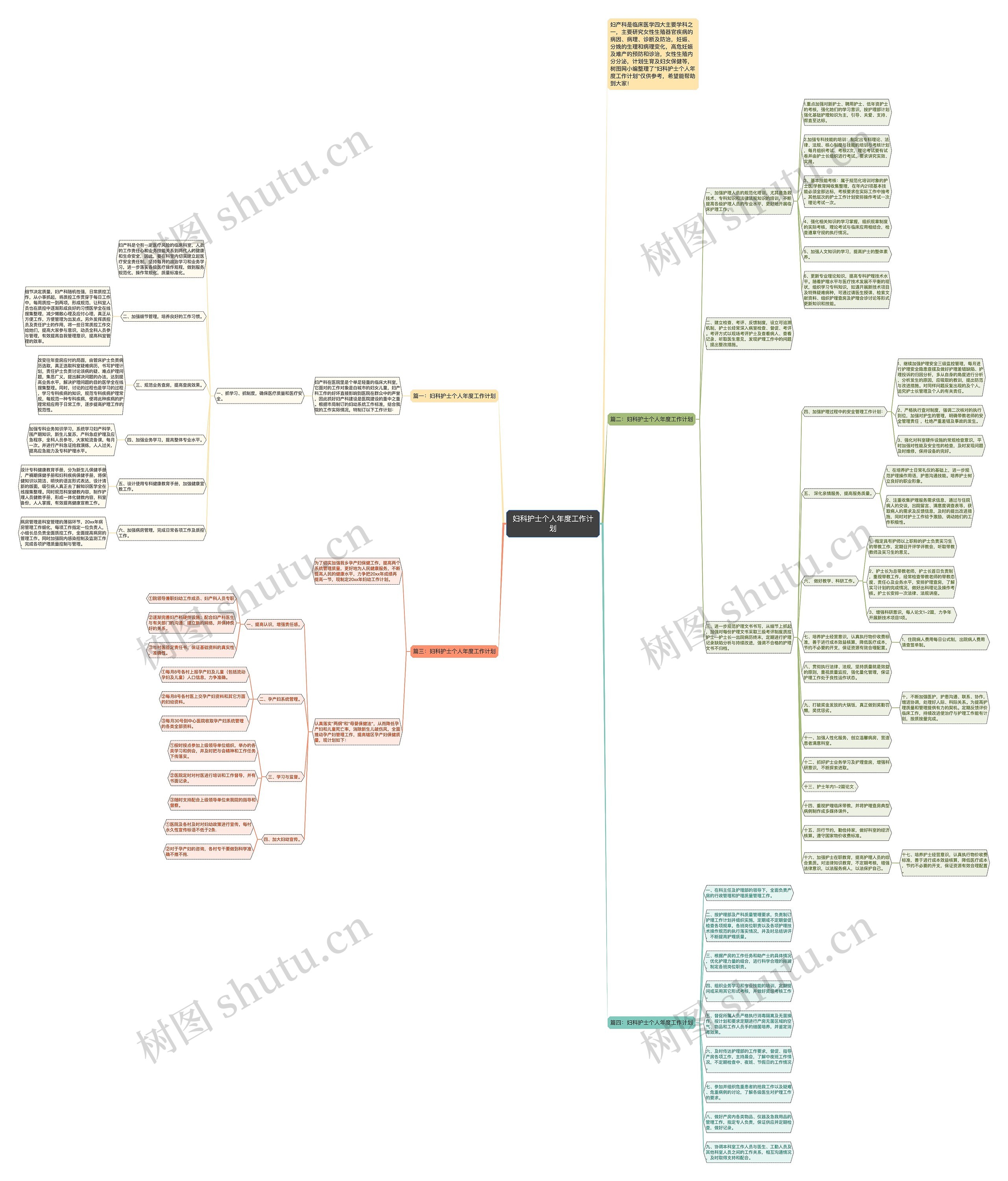 妇科护士个人年度工作计划思维导图