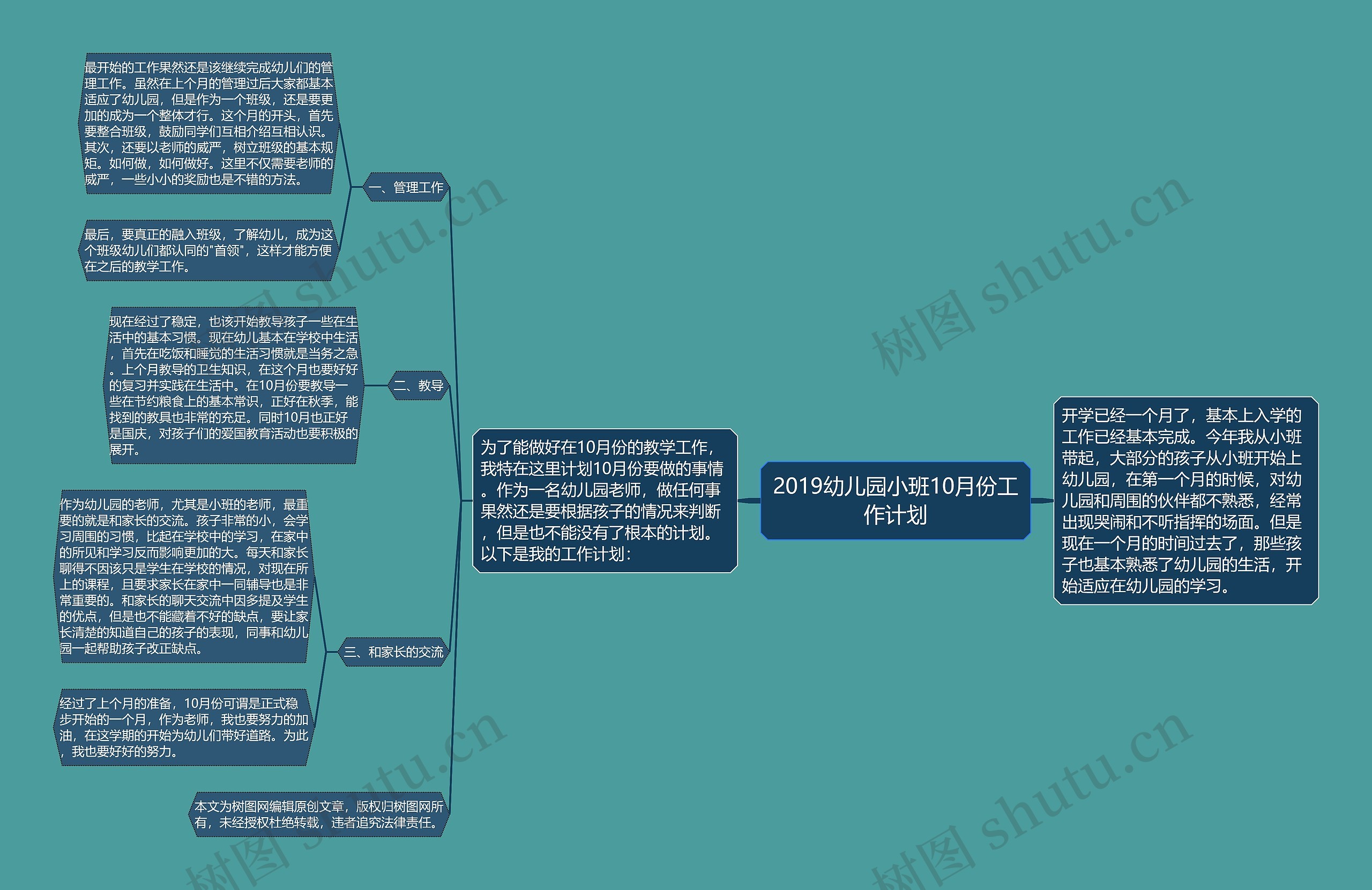 2019幼儿园小班10月份工作计划