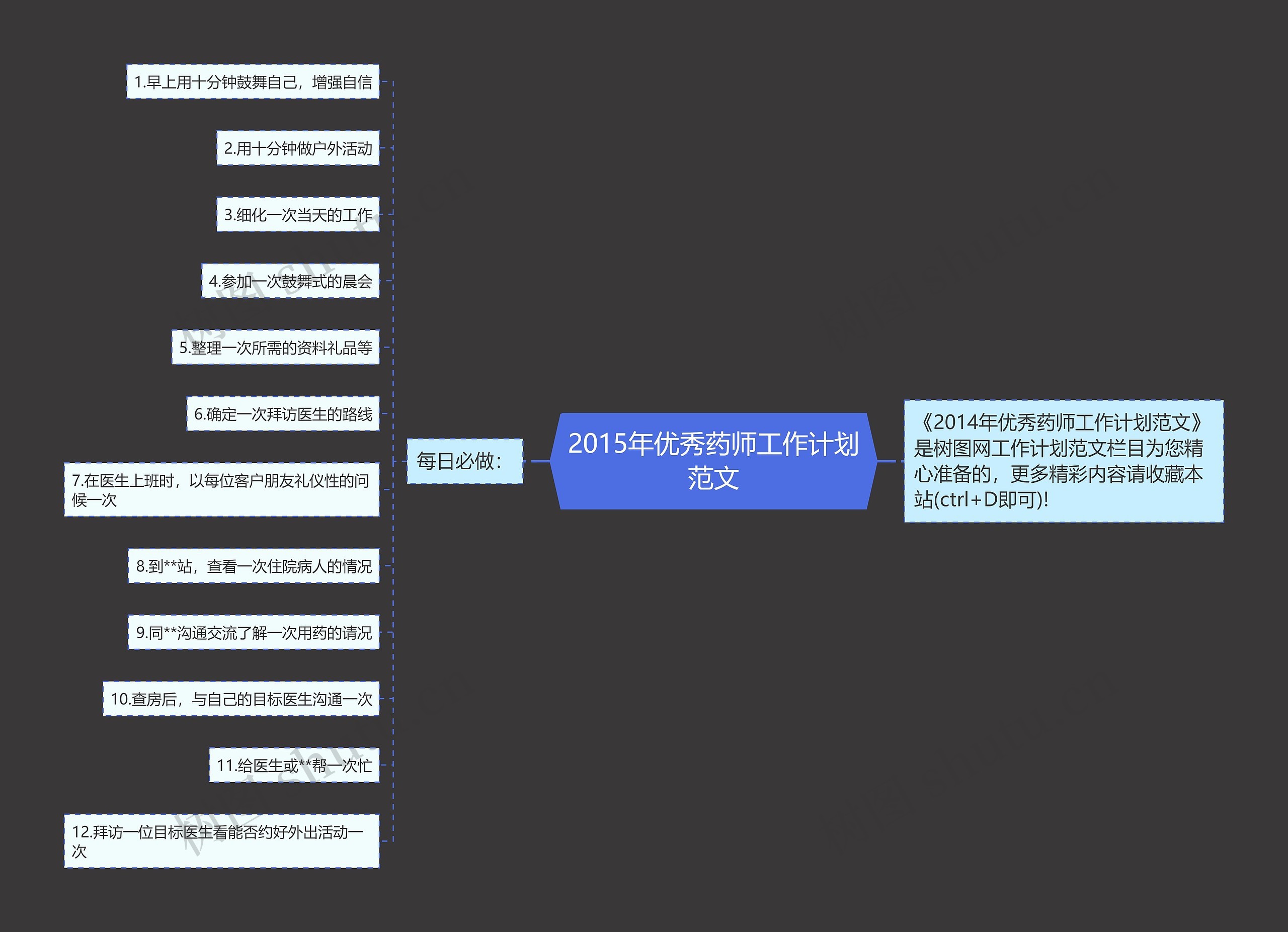 2015年优秀药师工作计划范文思维导图