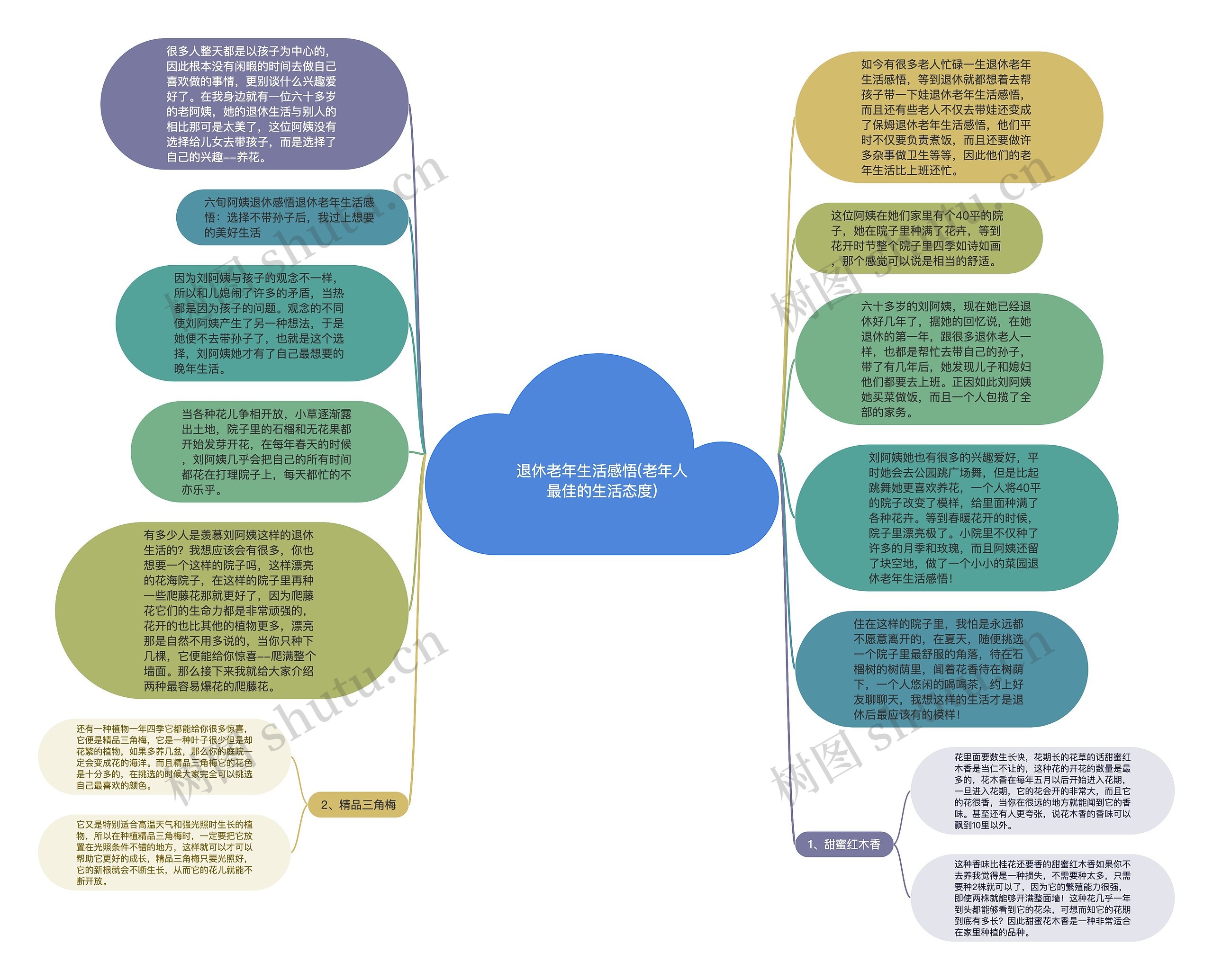 退休老年生活感悟(老年人最佳的生活态度)思维导图