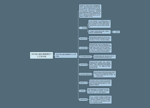 2017幼儿园大班保育员个人工作计划