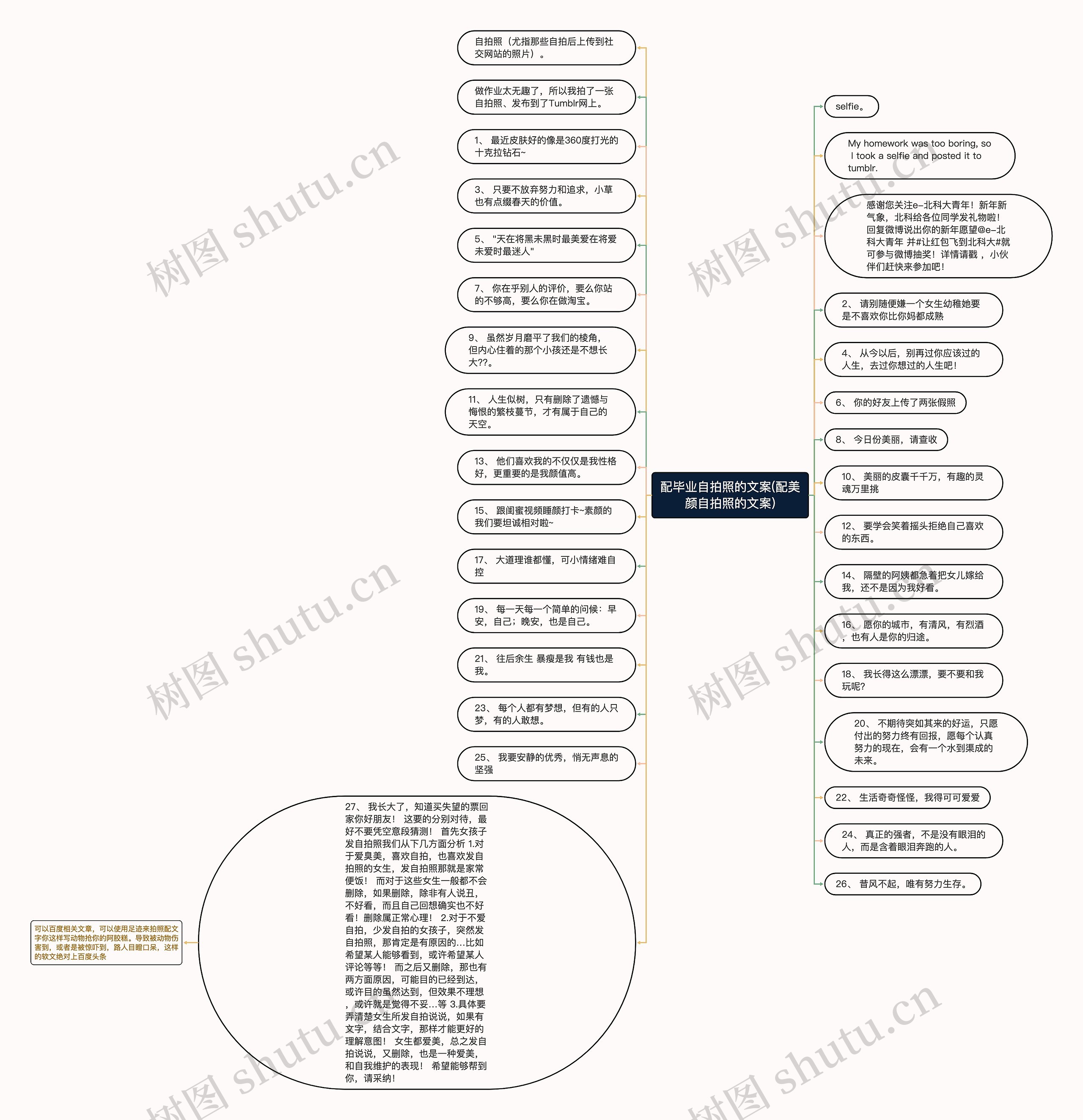 配毕业自拍照的文案(配美颜自拍照的文案)思维导图
