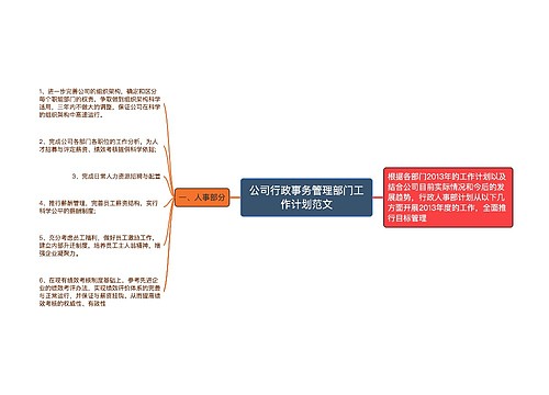 公司行政事务管理部门工作计划范文