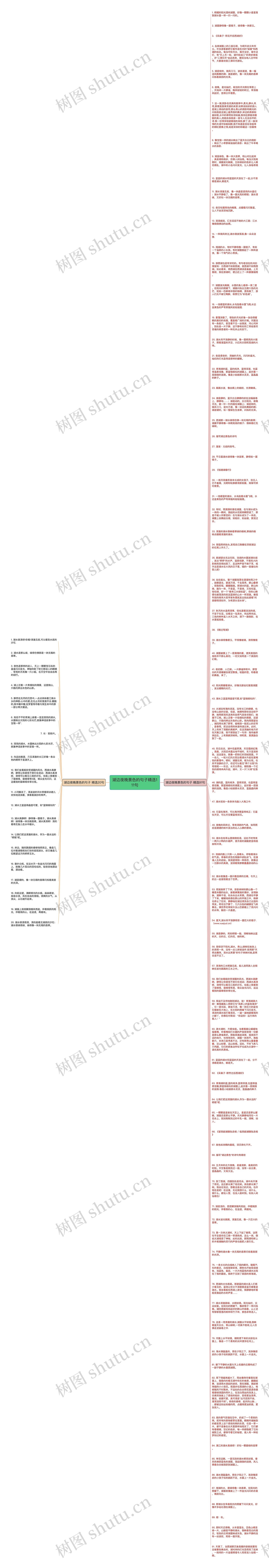 湖边夜晚景色的句子精选111句思维导图