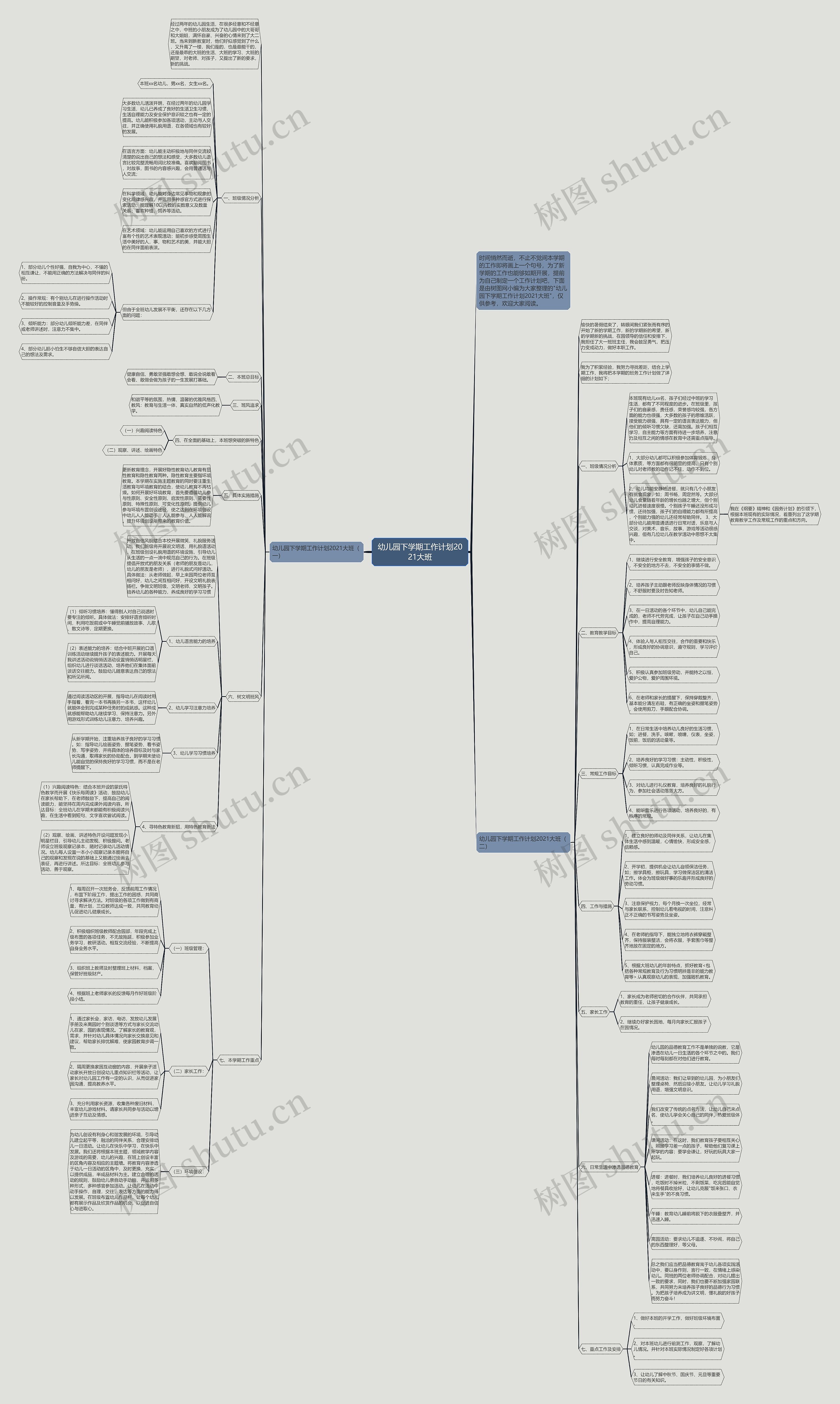 幼儿园下学期工作计划2021大班思维导图