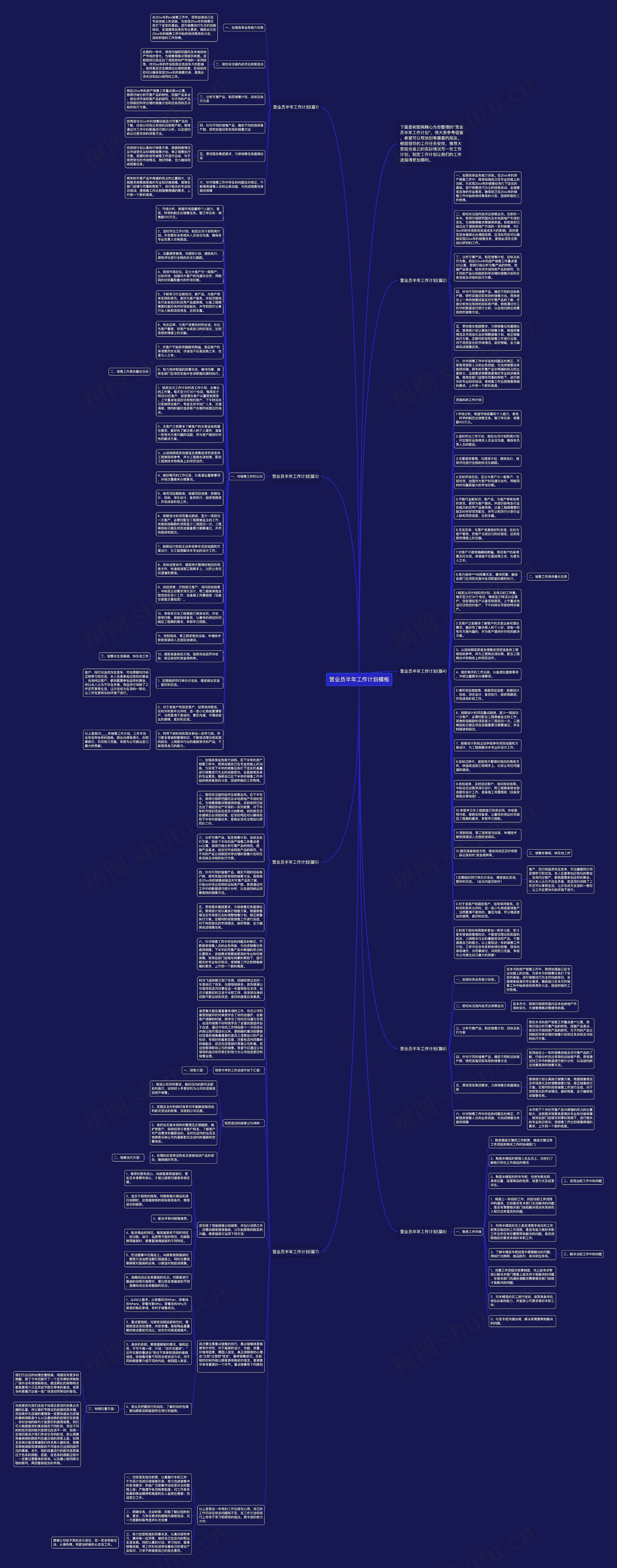 营业员半年工作计划思维导图