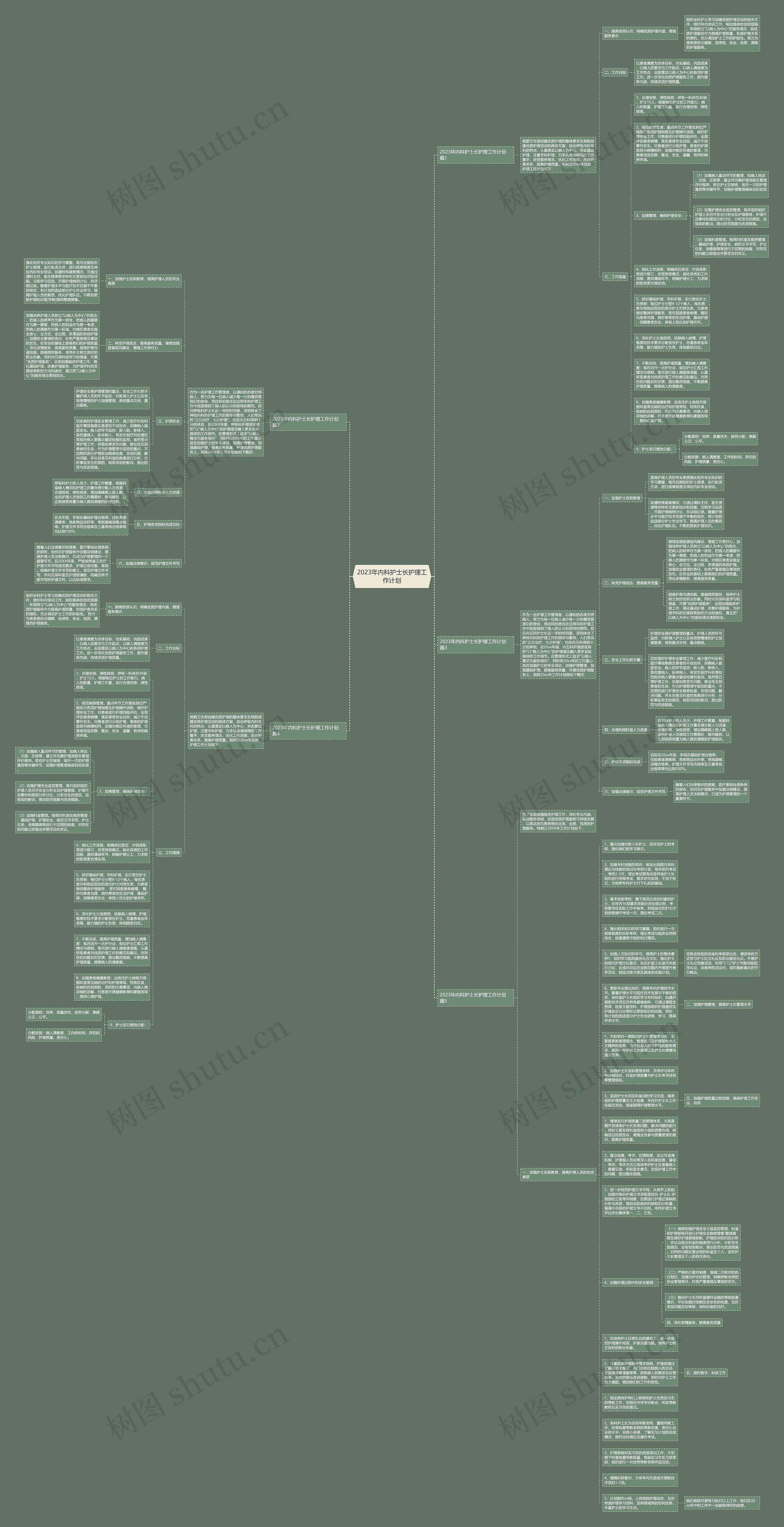 2023年内科护士长护理工作计划思维导图