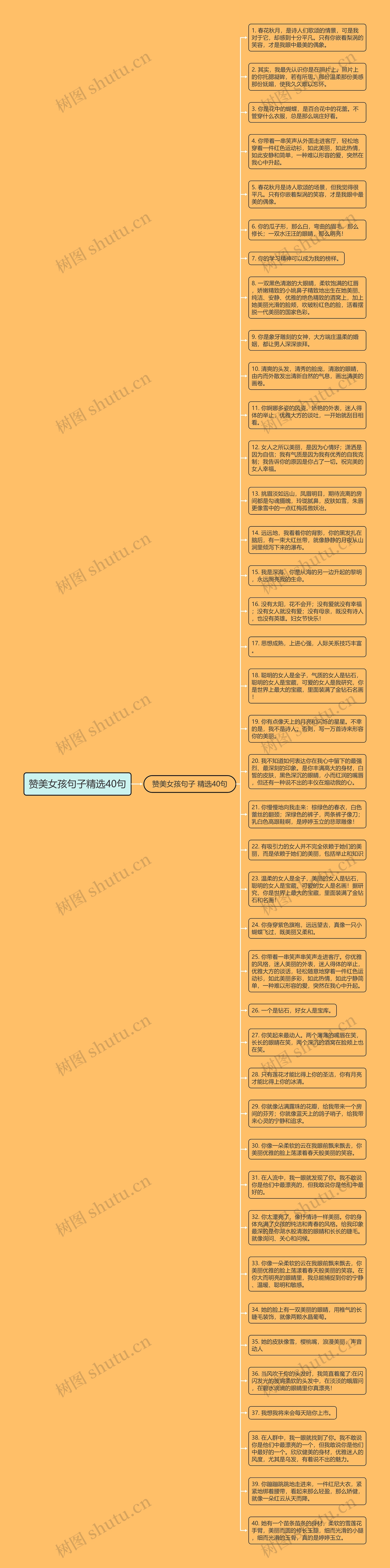 赞美女孩句子精选40句思维导图