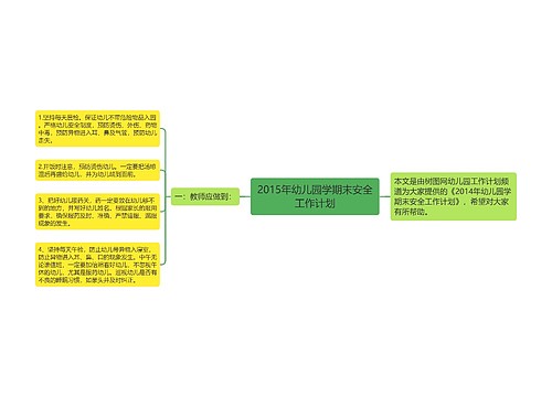 2015年幼儿园学期末安全工作计划