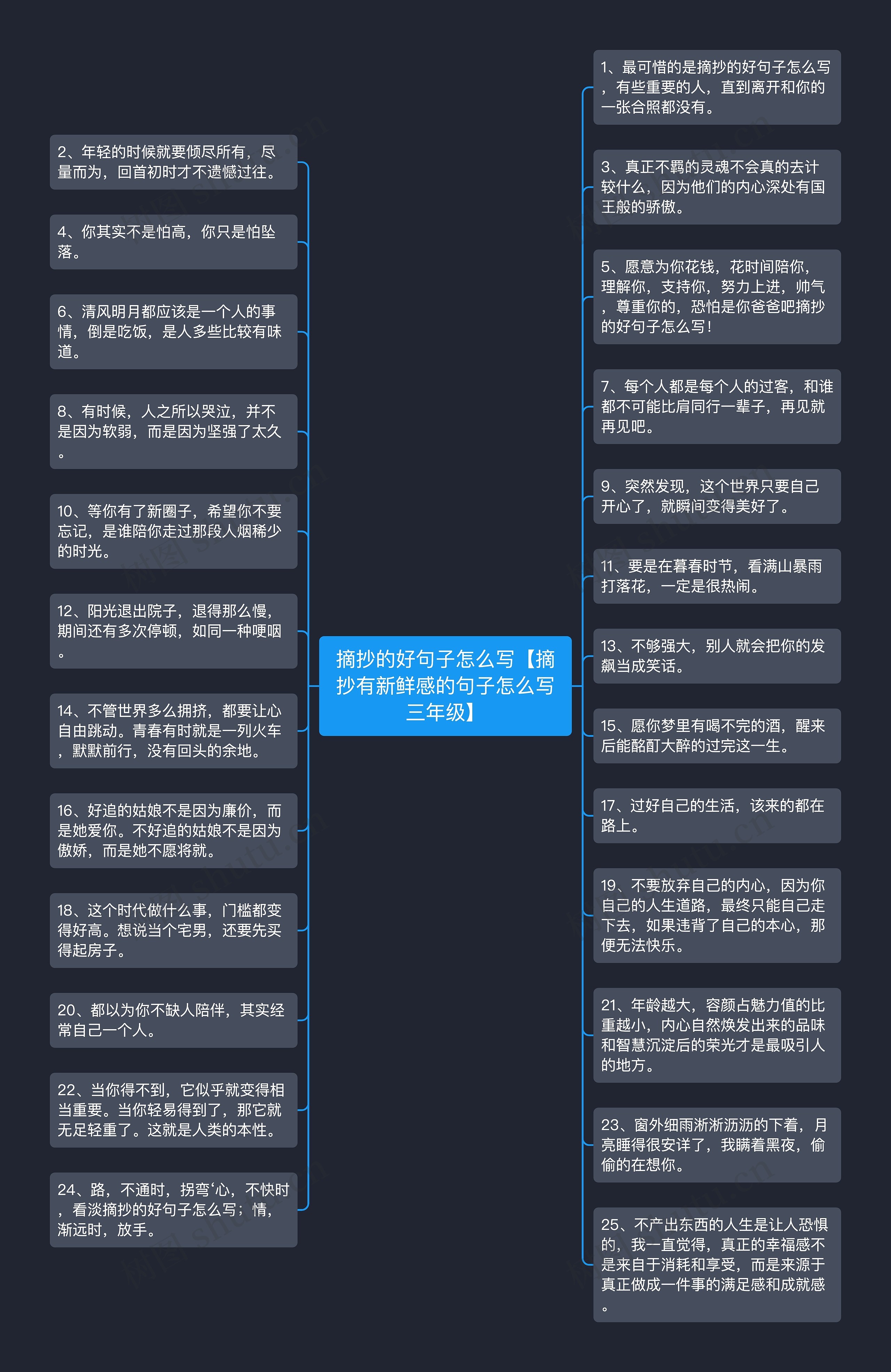 摘抄的好句子怎么写【摘抄有新鲜感的句子怎么写三年级】思维导图