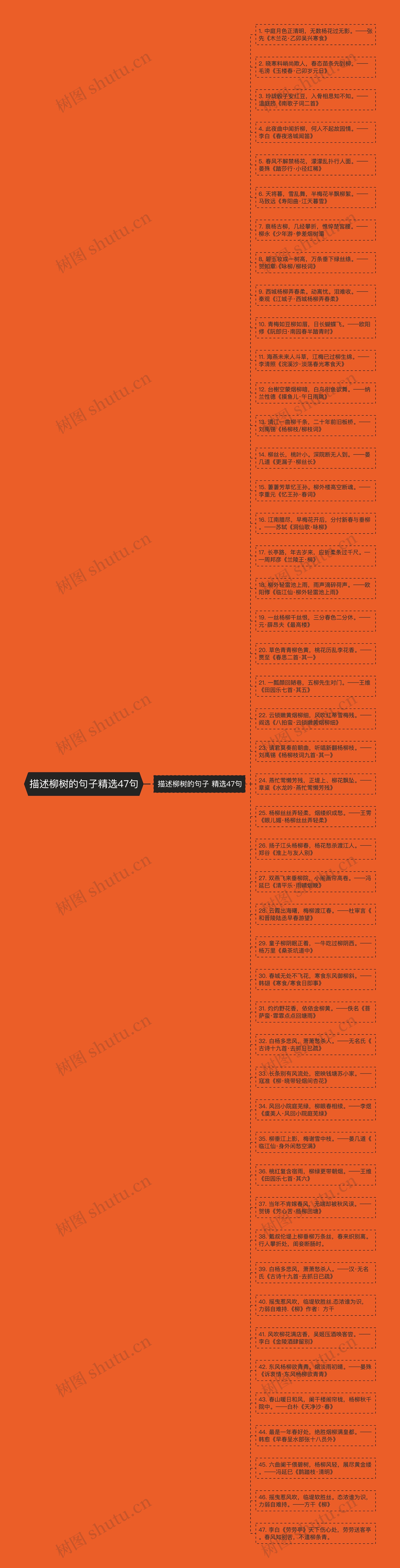 描述柳树的句子精选47句思维导图