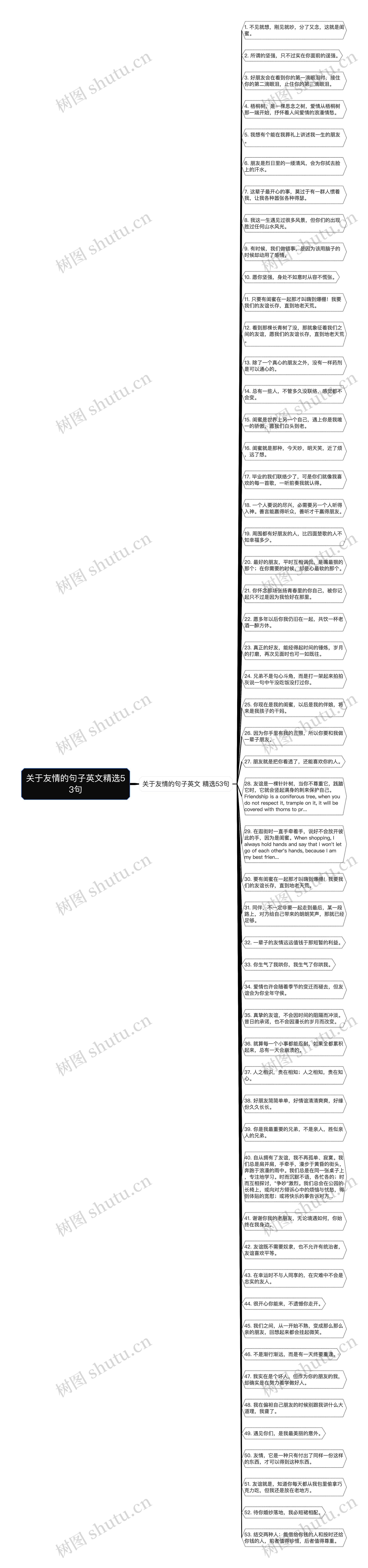 关于友情的句子英文精选53句思维导图