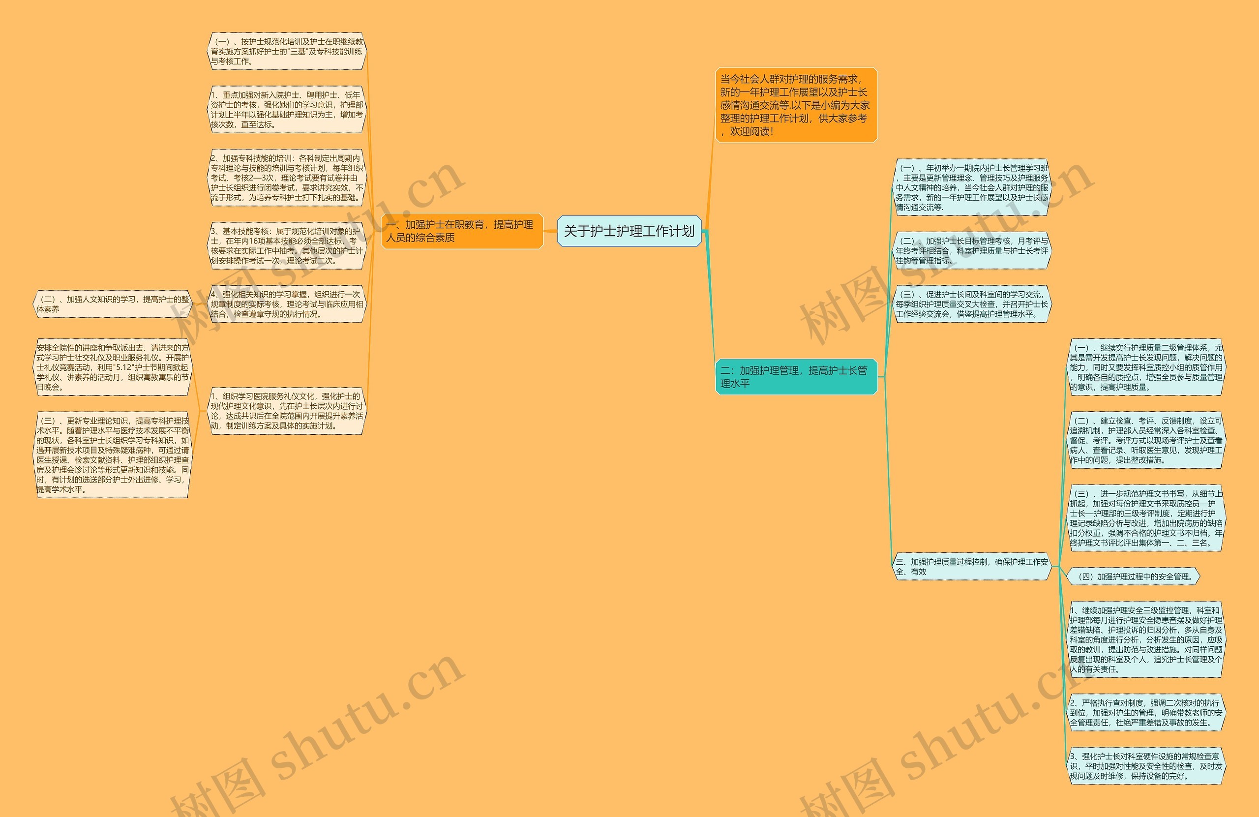关于护士护理工作计划思维导图
