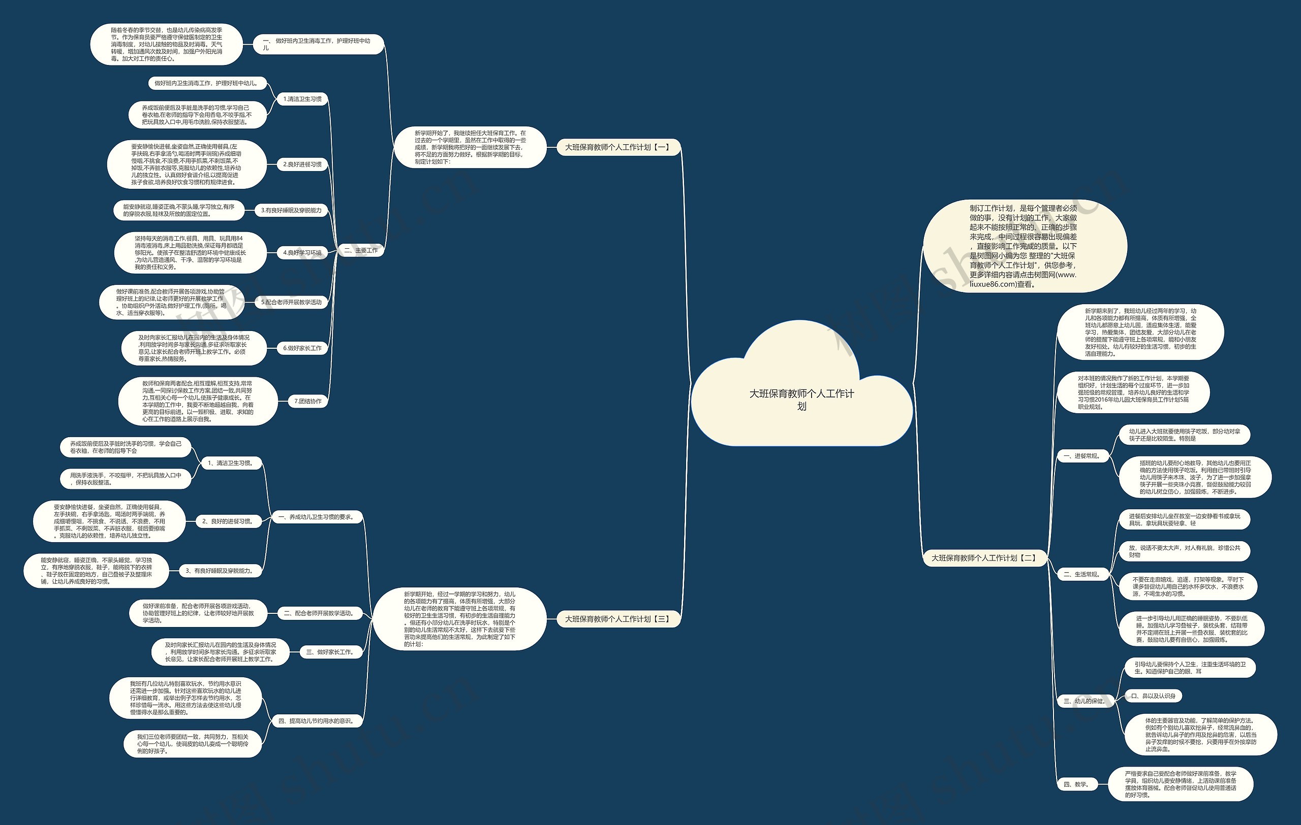 大班保育教师个人工作计划思维导图