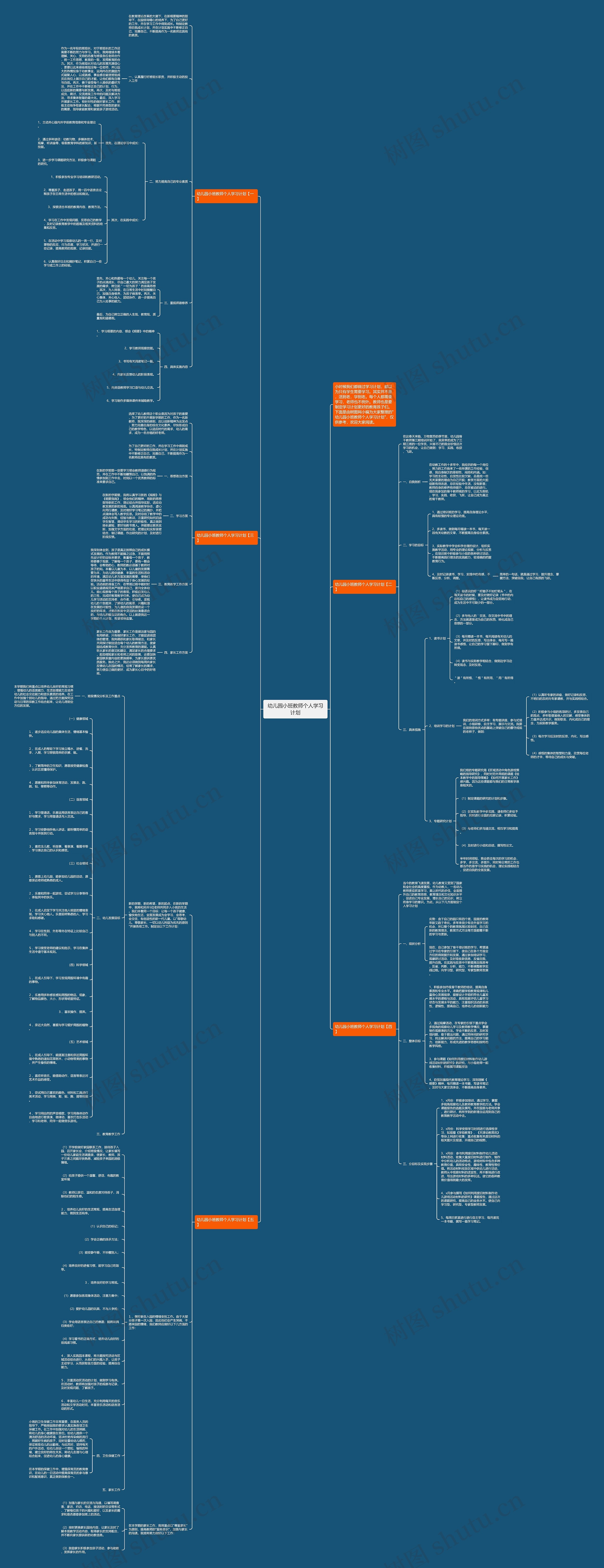 幼儿园小班教师个人学习计划思维导图