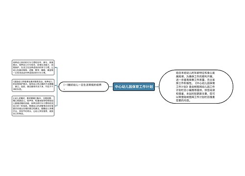 中心幼儿园保育工作计划