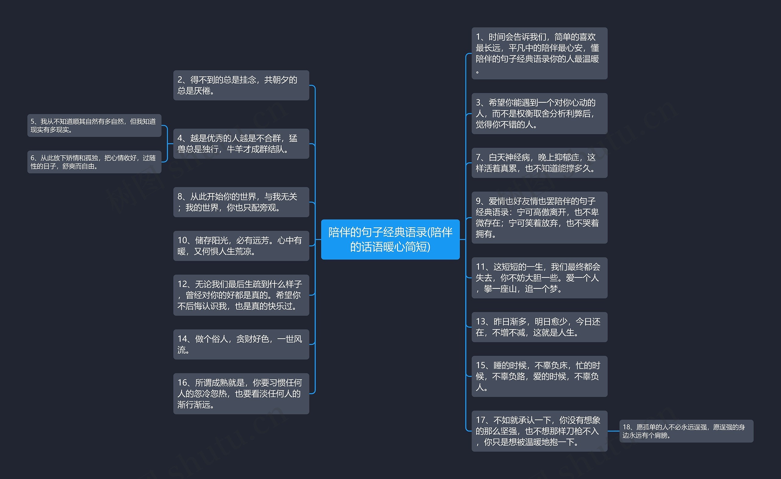 陪伴的句子经典语录(陪伴的话语暖心简短)思维导图